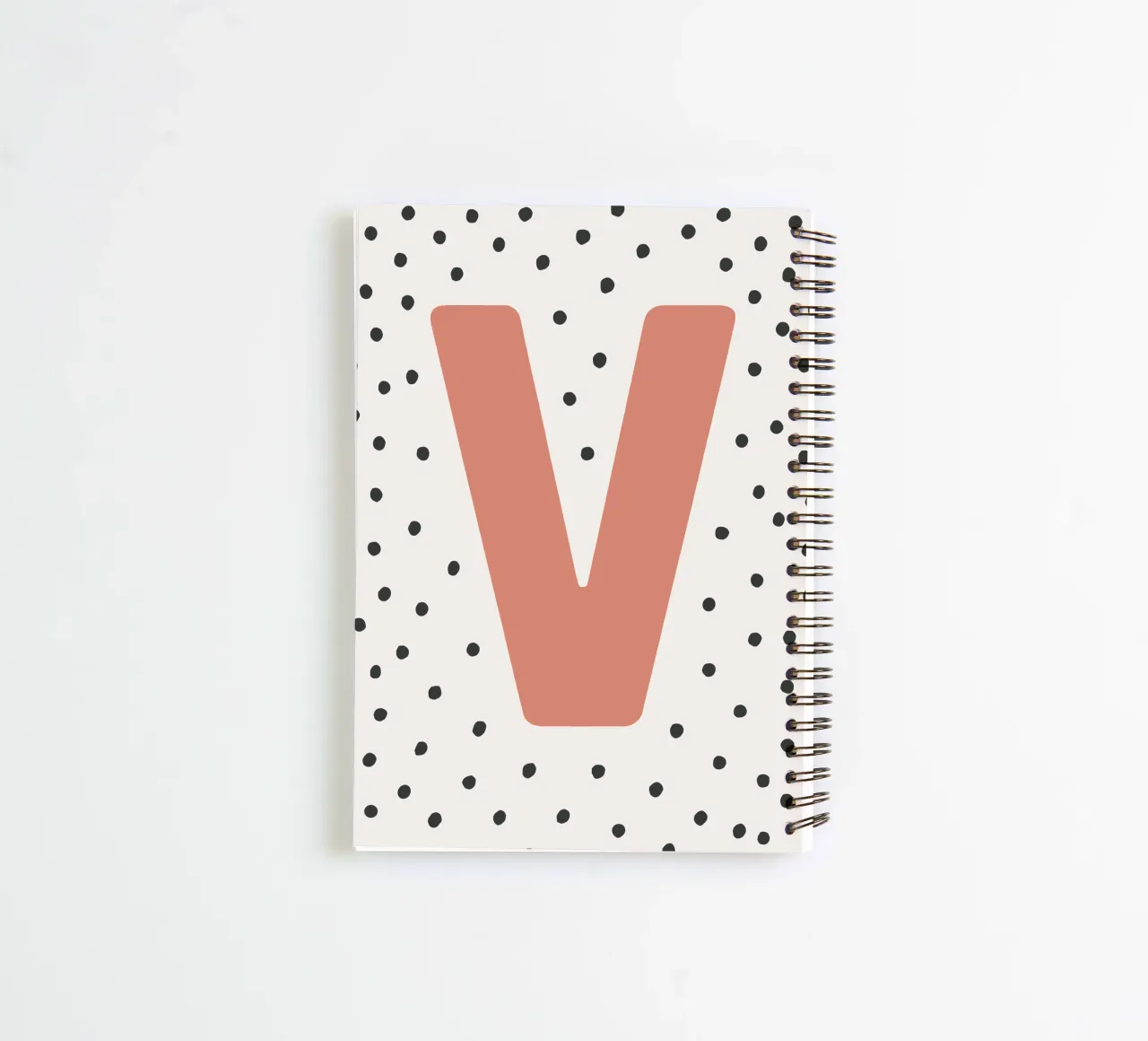 Initial V on dot pattern - Scandinavian style spiral notebook by KidzStudio
