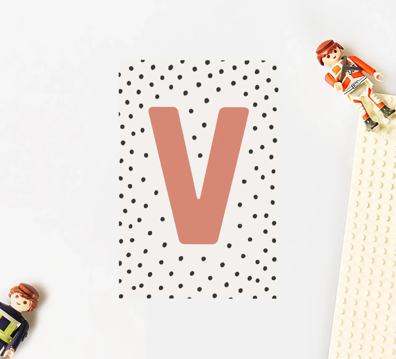 Initial V on dot pattern - Scandinavian style sticker by KidzStudio