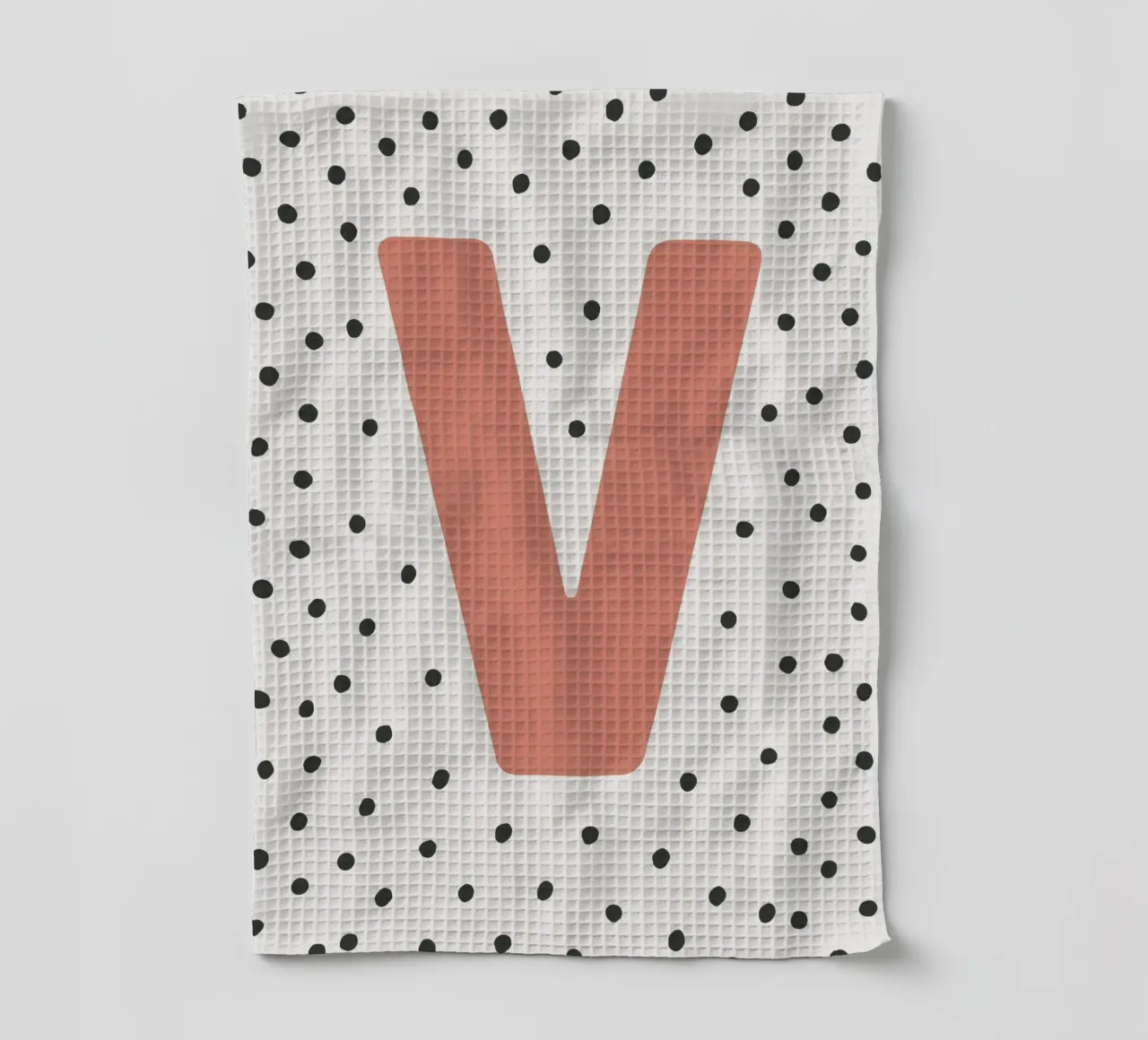 Initial V on dot pattern - Scandinavian style tea towel by KidzStudio