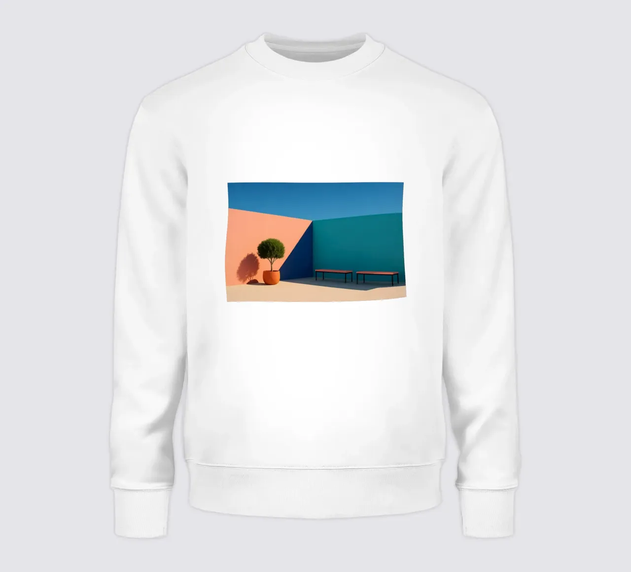 Perzik & groenblauw - Zachte harmonie in pastelgeometrie sweatshirt van Affiches Minimalistes