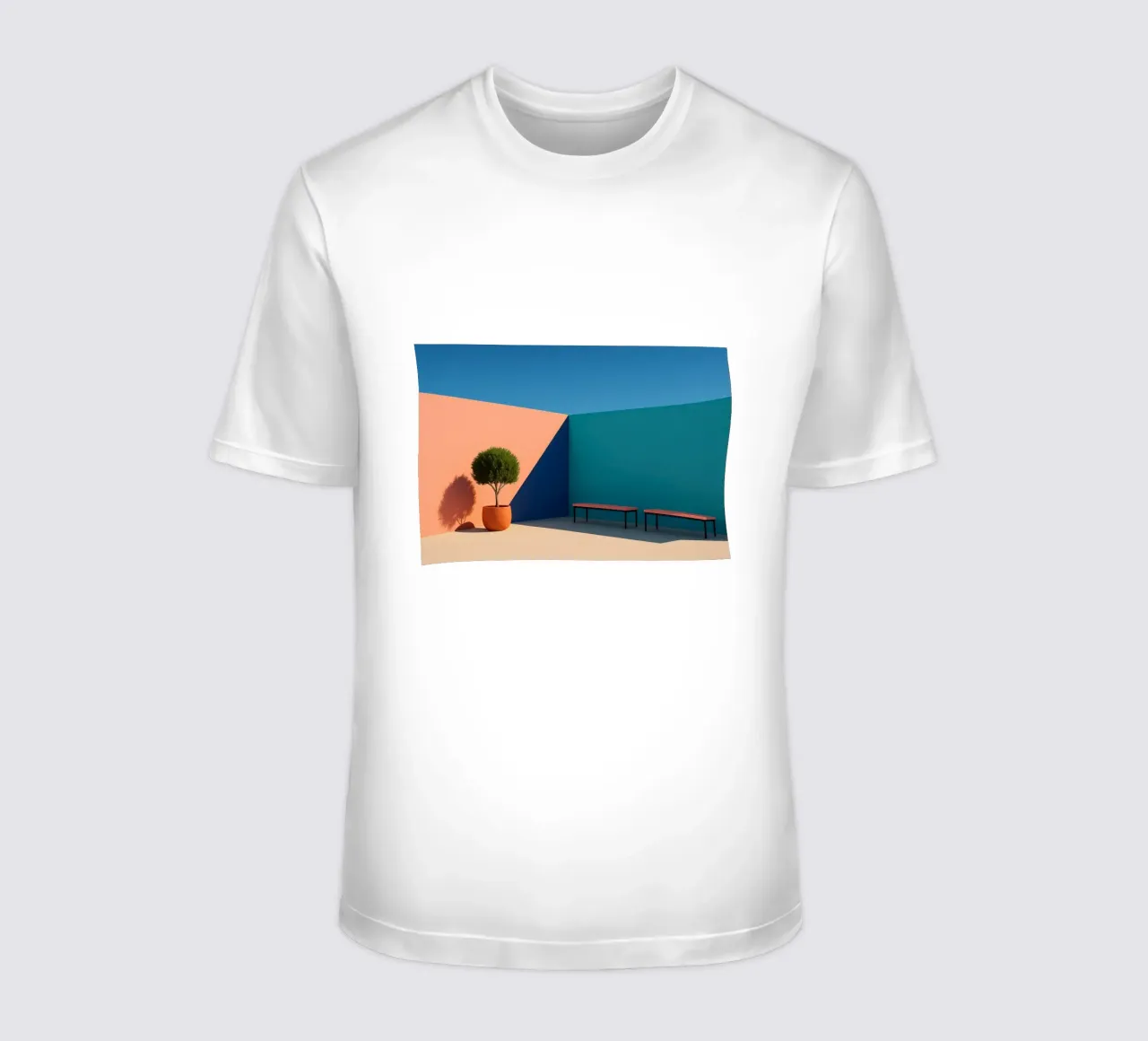Peach & Teal - Soft harmony in pastel geometry t-shirt by Affiches Minimalistes