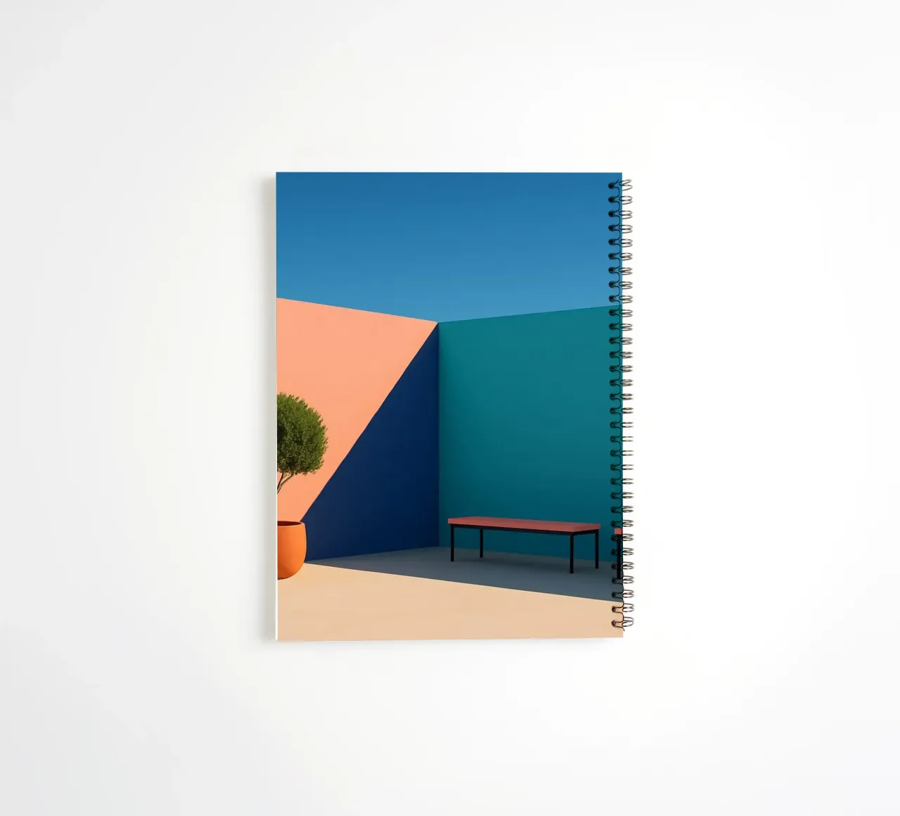 Peach & Teal - Soft harmony in pastel geometry spiral notebook by Affiches Minimalistes