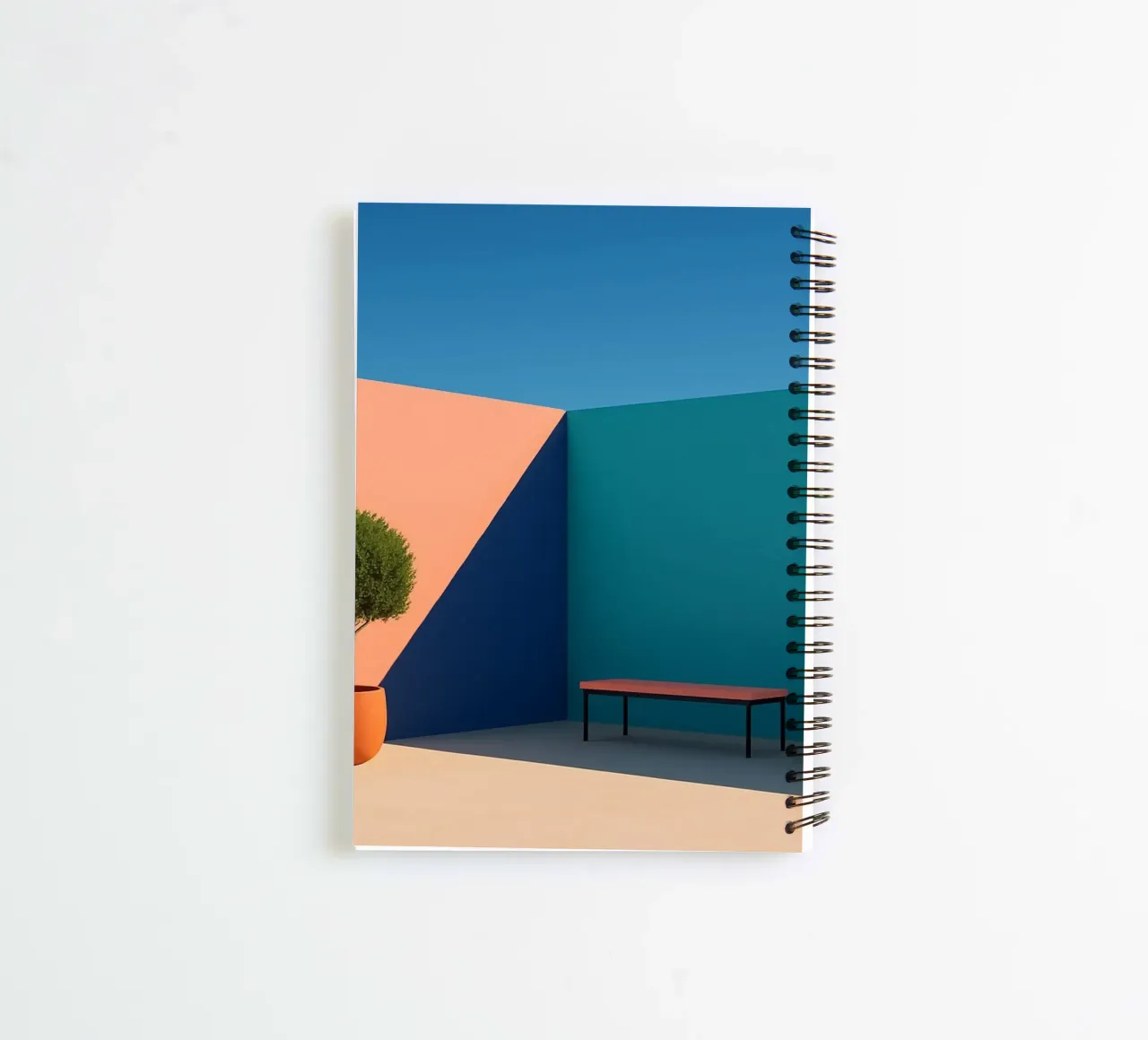 Peach & Teal - Soft harmony in pastel geometry spiral notebook by Affiches Minimalistes