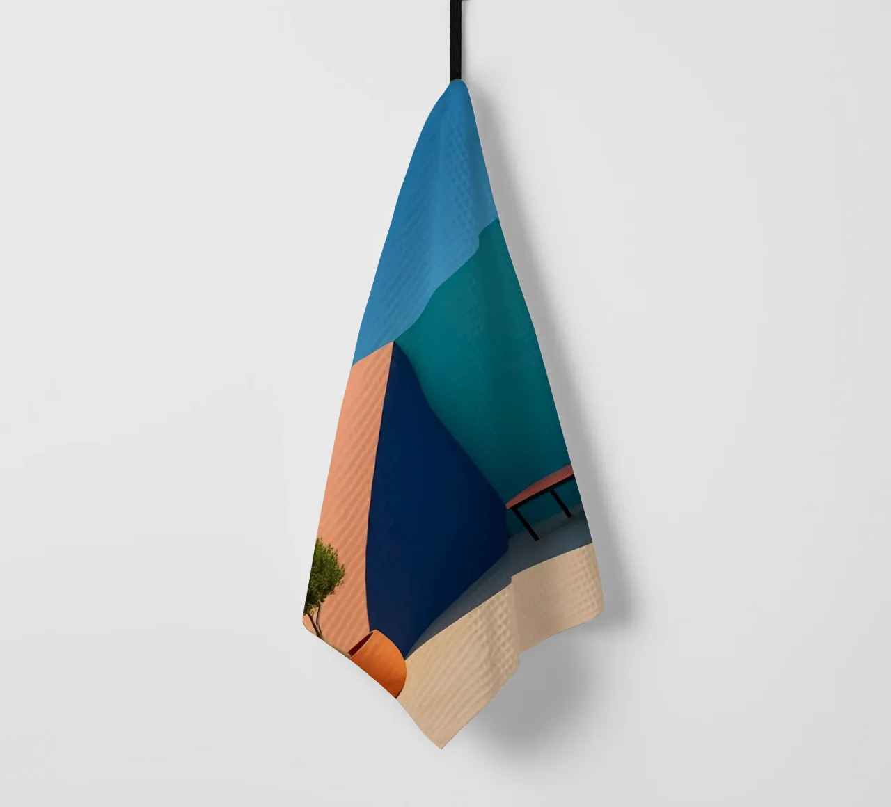 Peach & Teal – Harmonie douce en géométrie pastel torchon de Affiches Minimalistes