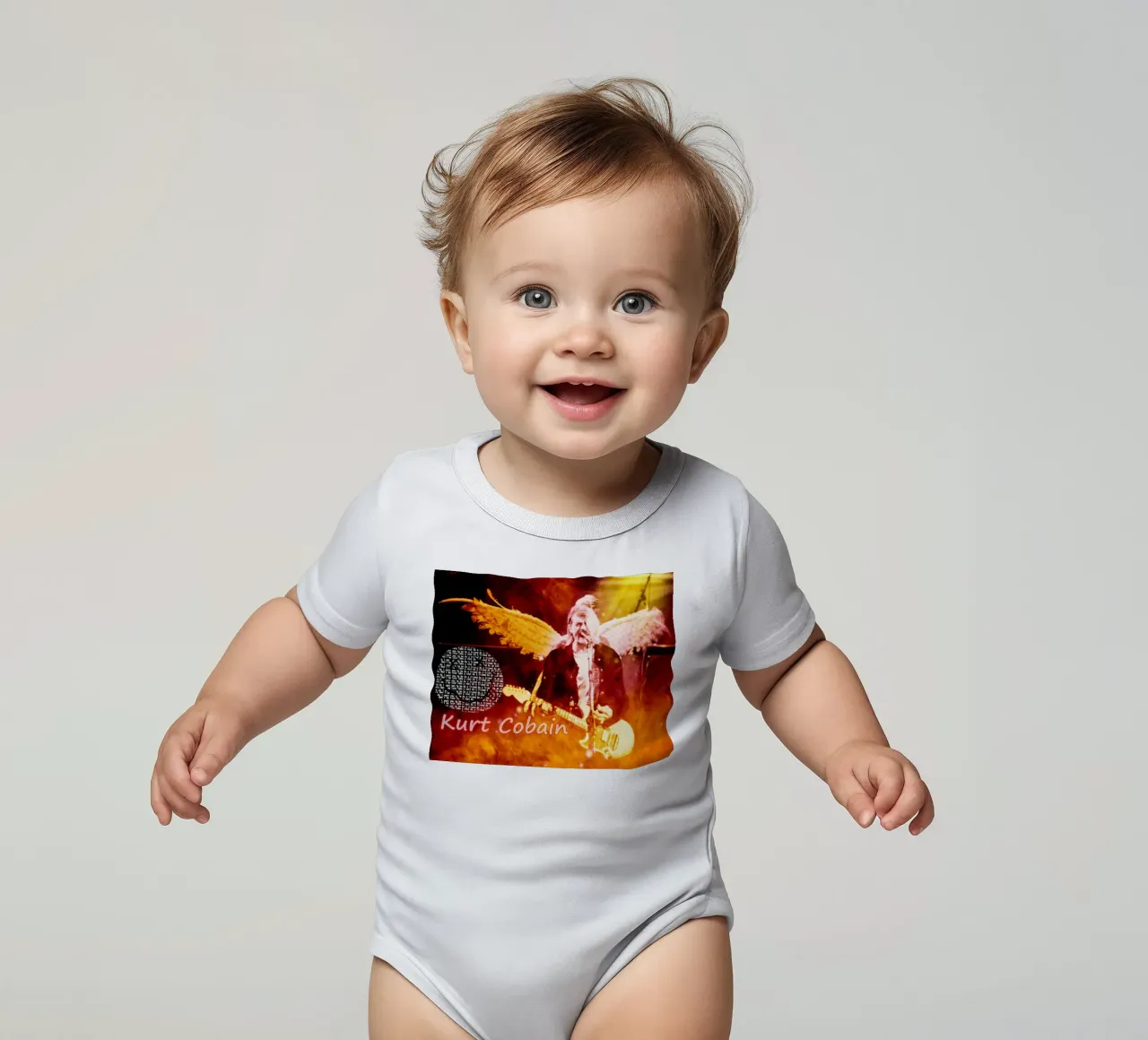 Kurt Cobain Personal Struggles & Artistic Breakthrough short-sleeve baby romper by Abasa Inaraya