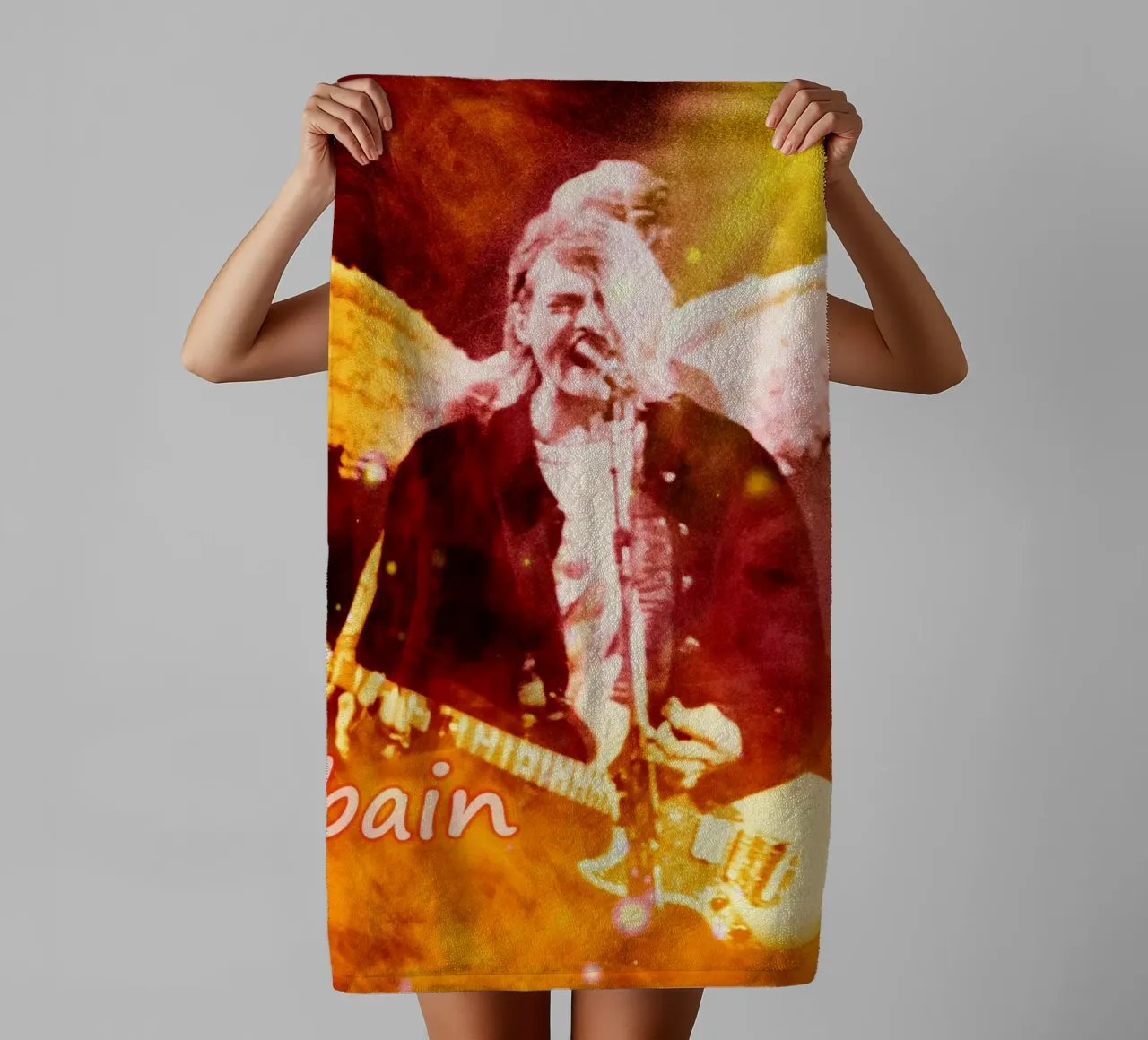 Kurt Cobain Personal Struggles & Artistic Breakthrough towel by Abasa Inaraya