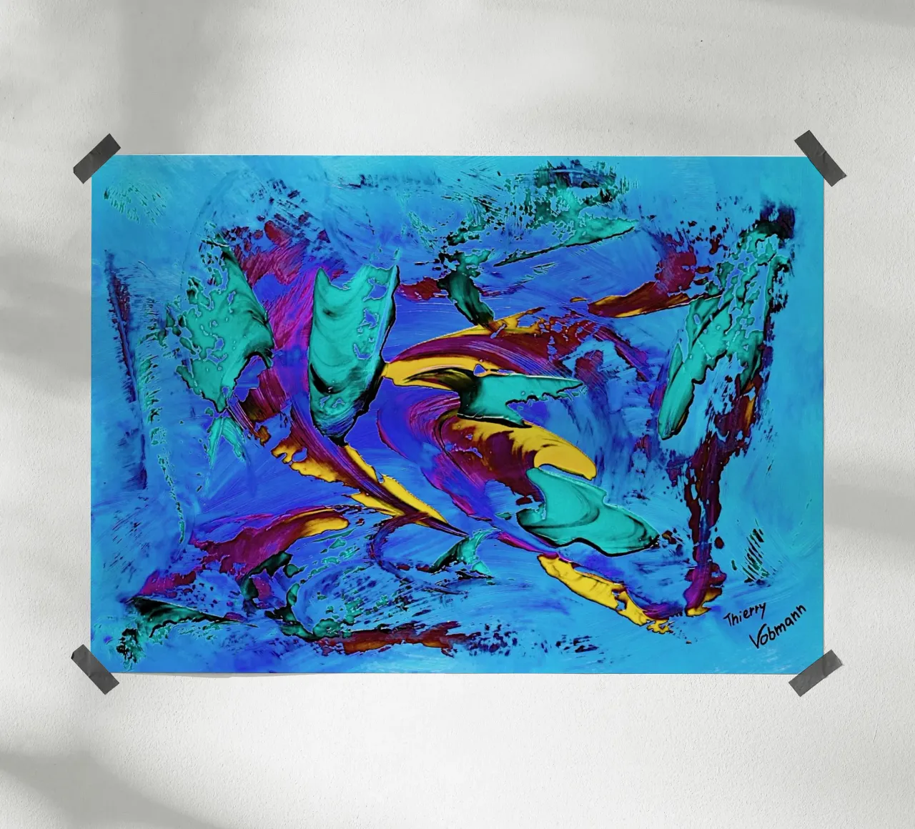 IDEAL GIFT 64 invers. poster con telaio in alluminio da Thierry Vobmann Abstract painting