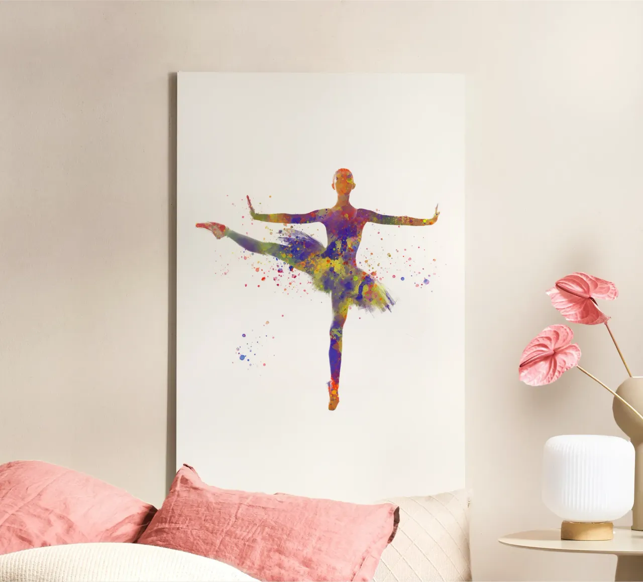 Ballerina di danza classica in acquerello tela con Cornice a cassetta da ⚽ Sports Pulse