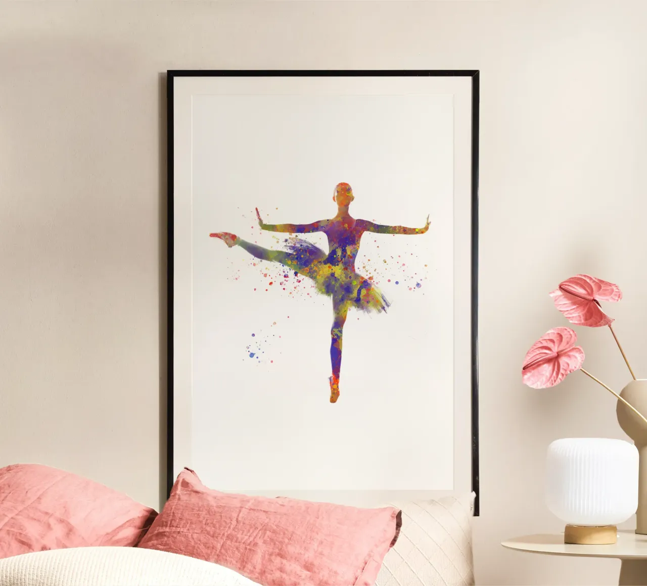 Ballerina di danza classica in acquerello poster con telaio in plastica da ⚽ Sports Pulse
