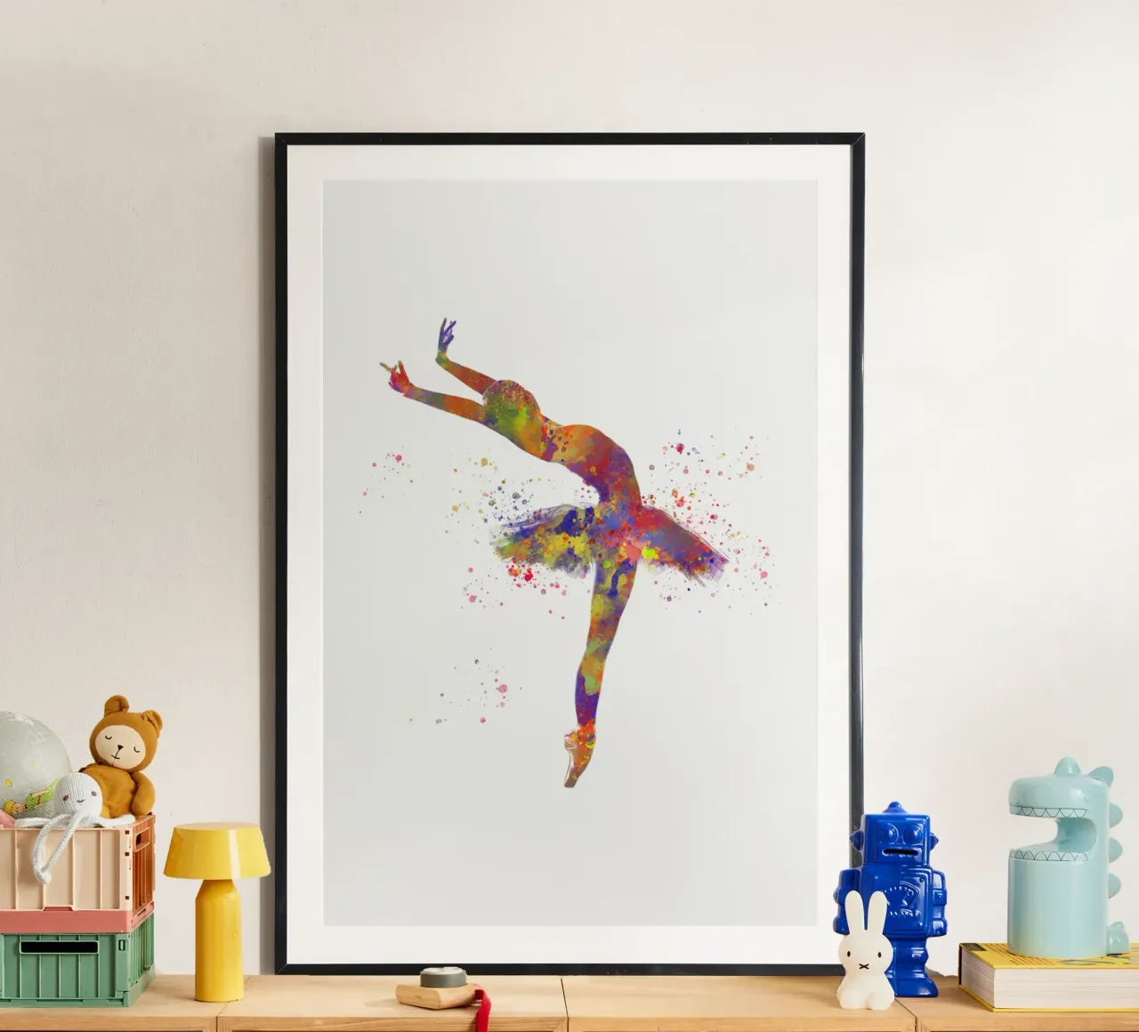 Ballerina di danza classica in acquerello poster con telaio in legno da ⚽ Sports Pulse
