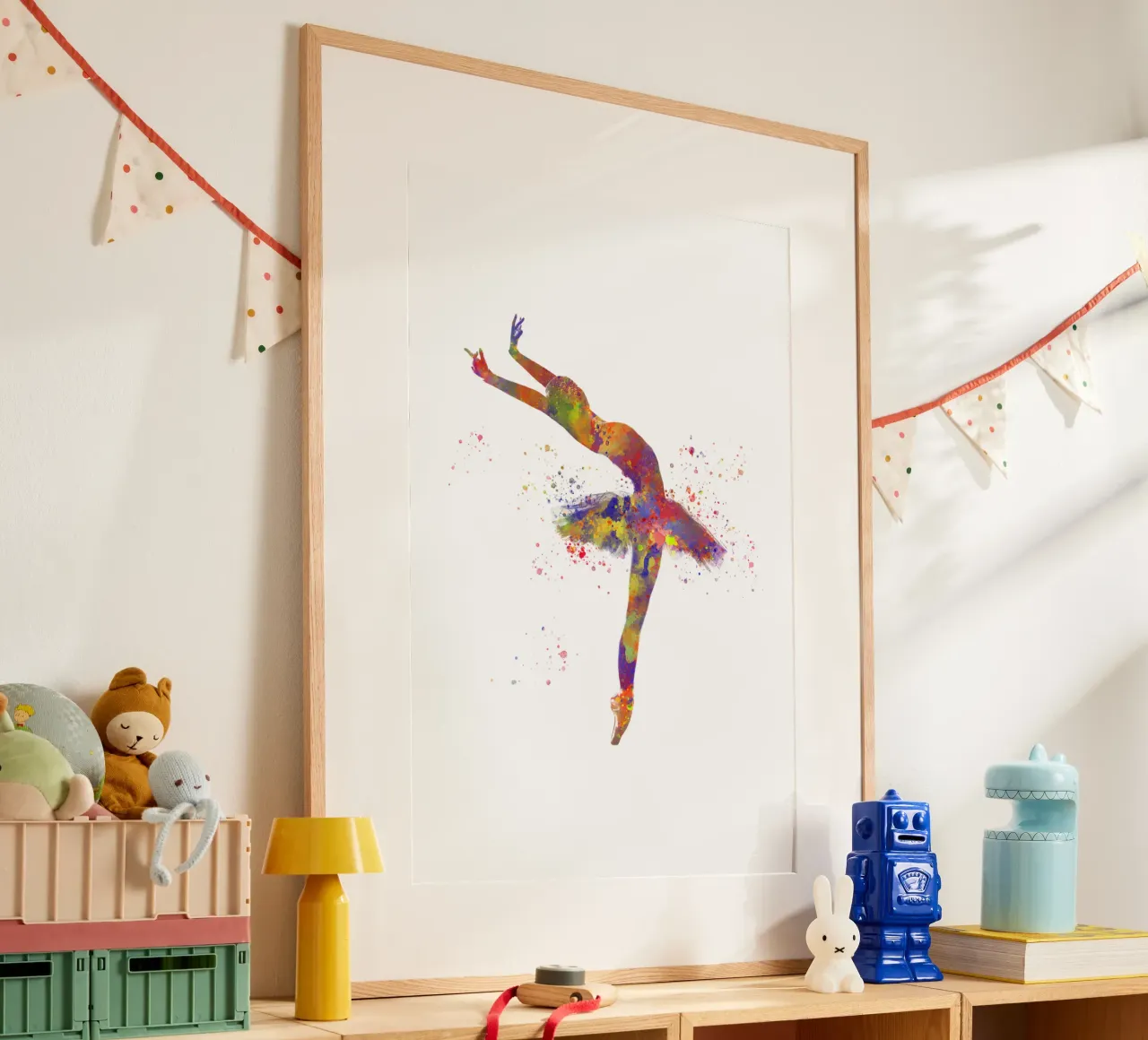 Ballerina di danza classica in acquerello poster con telaio in legno da ⚽ Sports Pulse