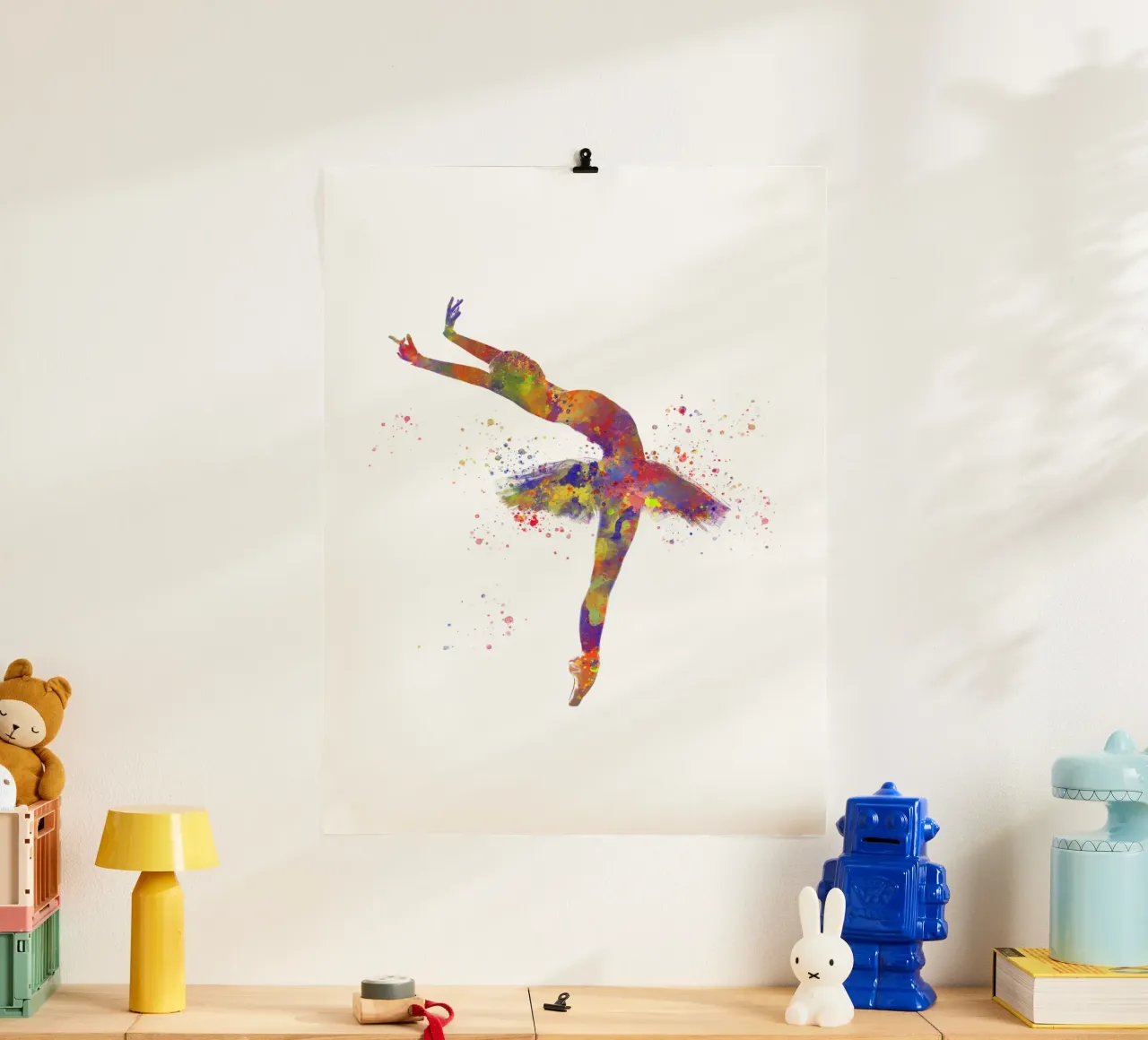 Ballerina di danza classica in acquerello poster con telaio in legno da ⚽ Sports Pulse