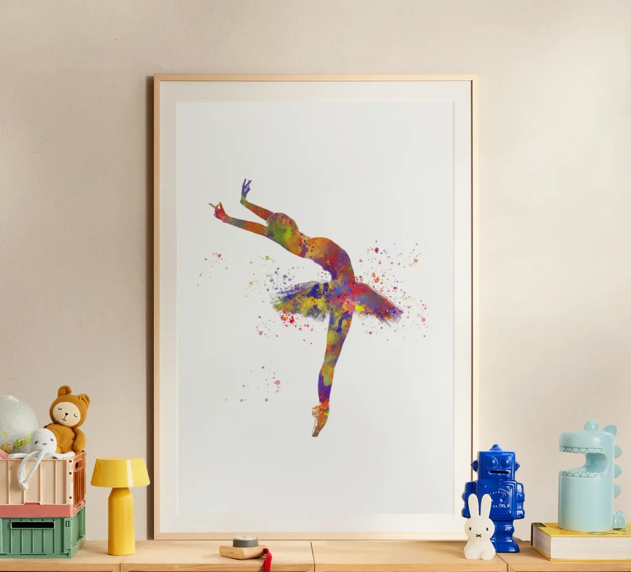 Ballerina di danza classica in acquerello poster con telaio in legno da ⚽ Sports Pulse