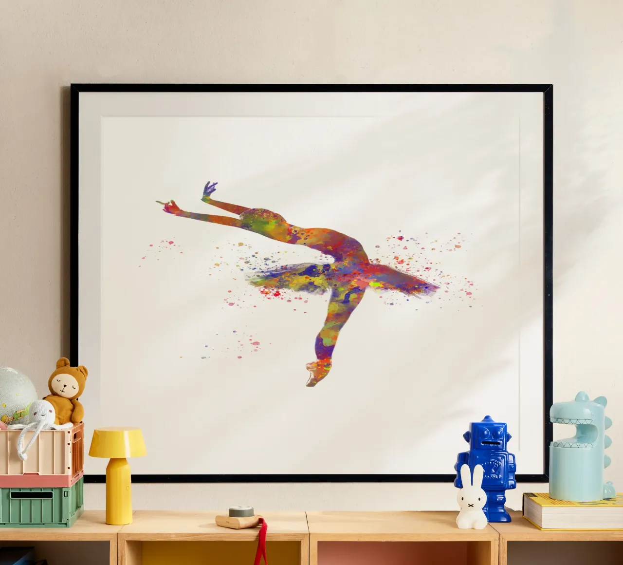 Ballerina di danza classica in acquerello poster con telaio in legno da ⚽ Sports Pulse