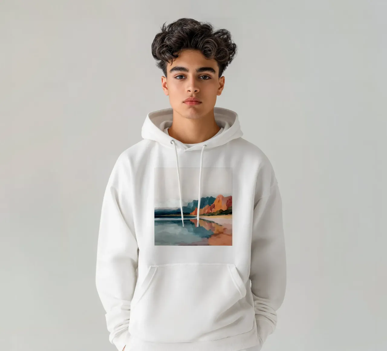 Mirrored Cliffs - A Coastal Symphony in Color hoodie van Dune