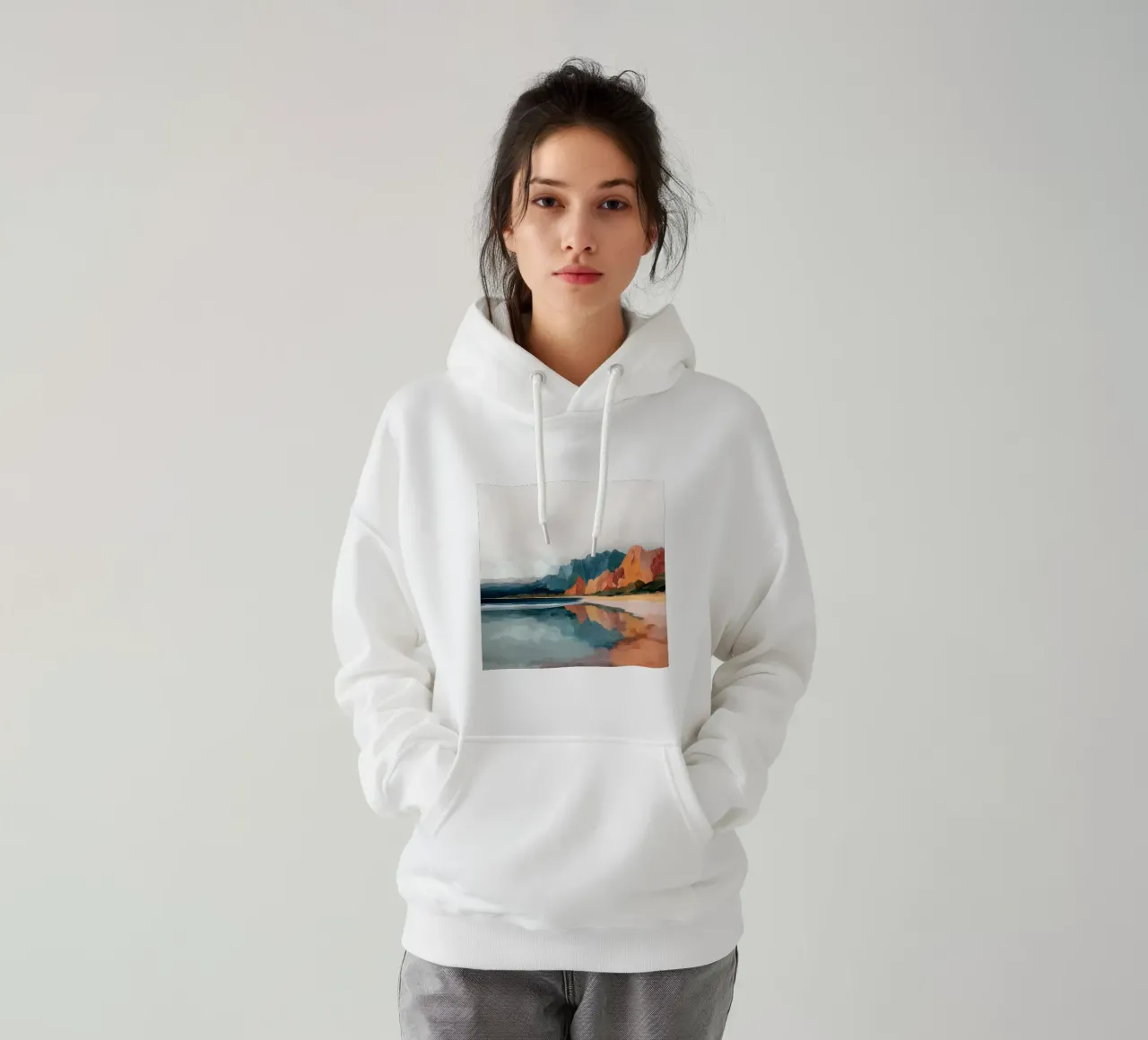 Mirrored Cliffs - A Coastal Symphony in Color hoodie van Dune
