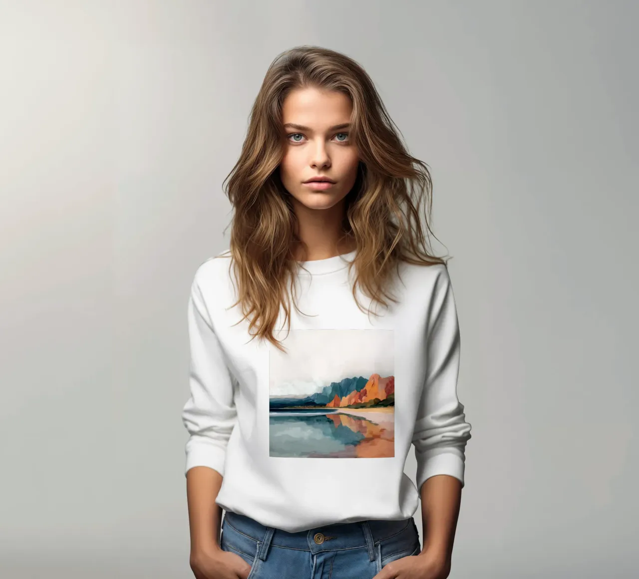 Mirrored Cliffs - A Coastal Symphony in Color felpa da Dune