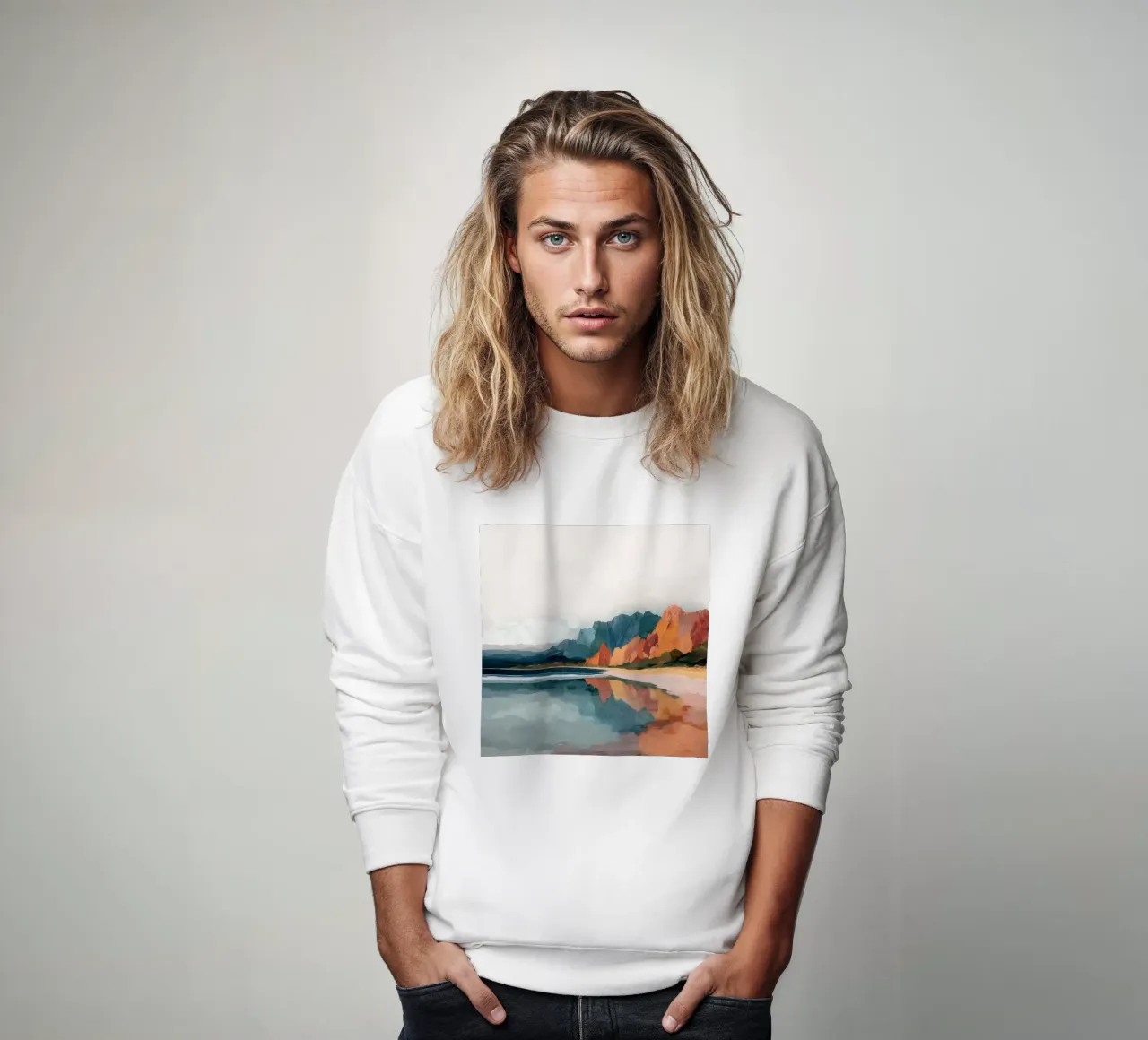 Mirrored Cliffs - A Coastal Symphony in Color felpa da Dune