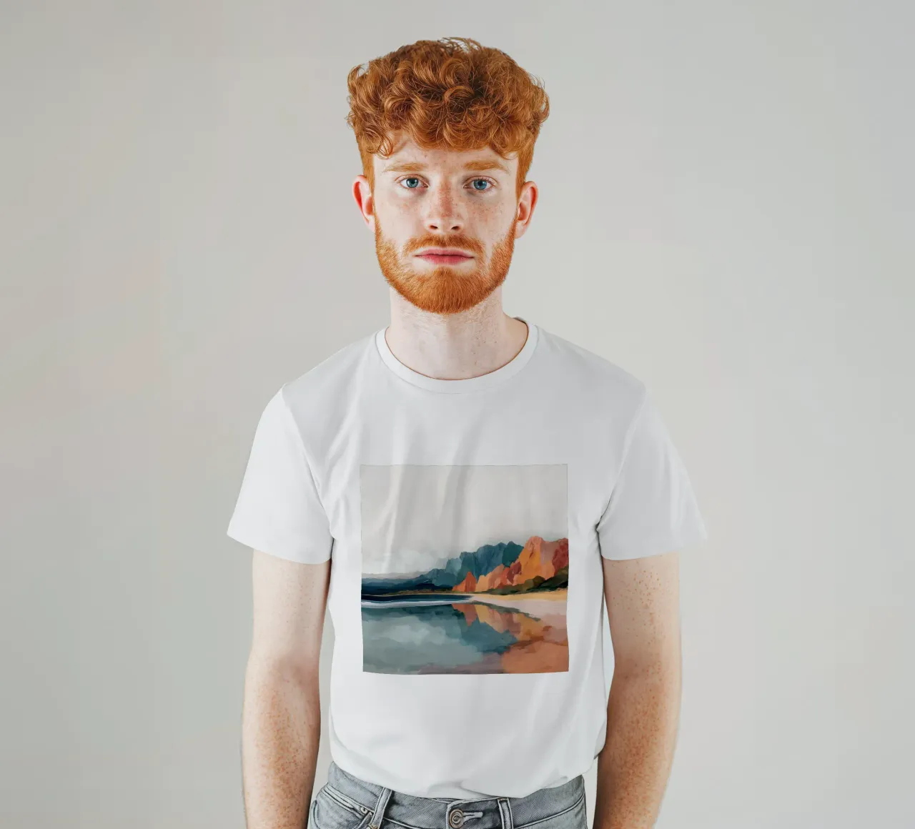 Mirrored Cliffs - A Coastal Symphony in Color t-shirt da Dune
