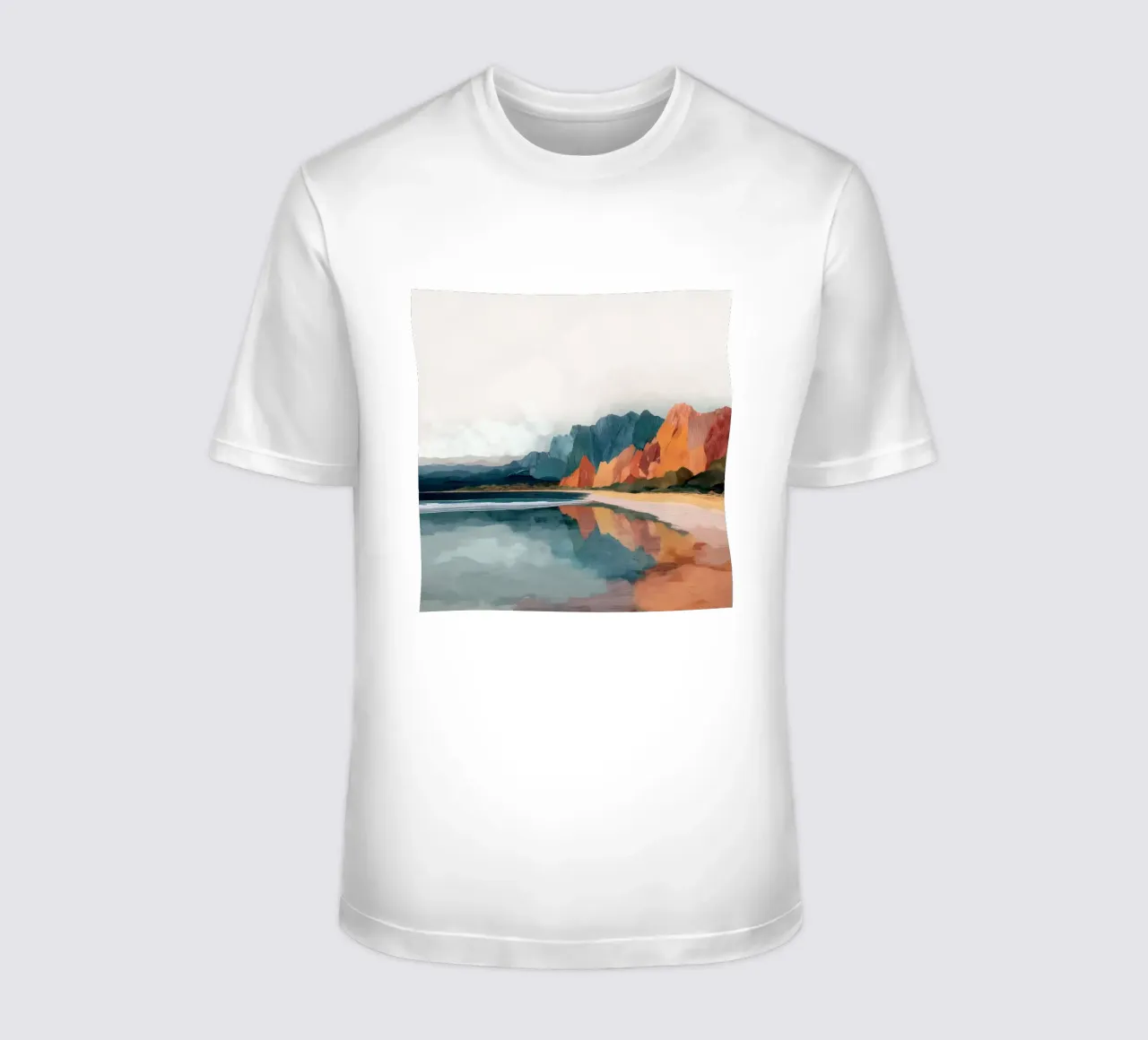 Mirrored Cliffs - A Coastal Symphony in Color t-shirt da Dune