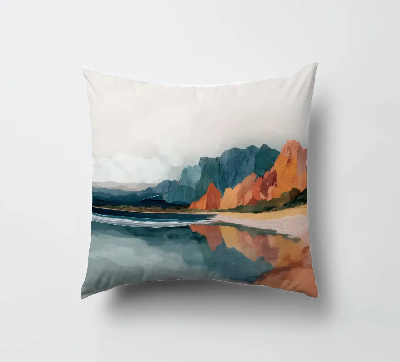 Mirrored Cliffs - A Coastal Symphony in Color cuscino da Dune