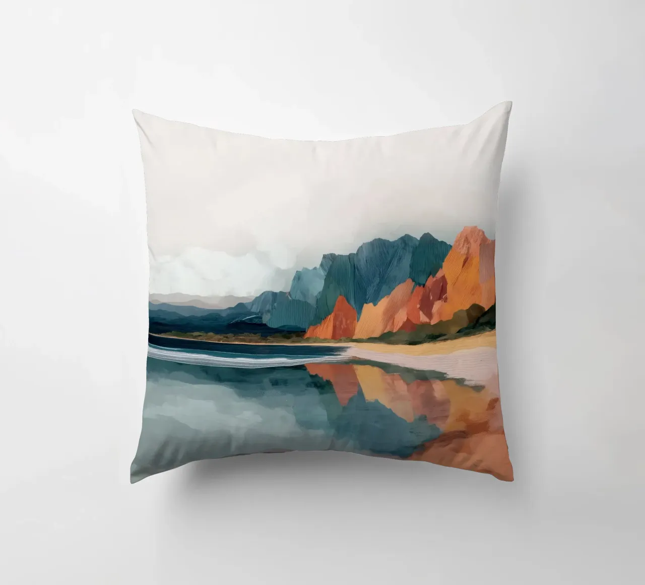 Mirrored Cliffs - A Coastal Symphony in Color cuscino da Dune