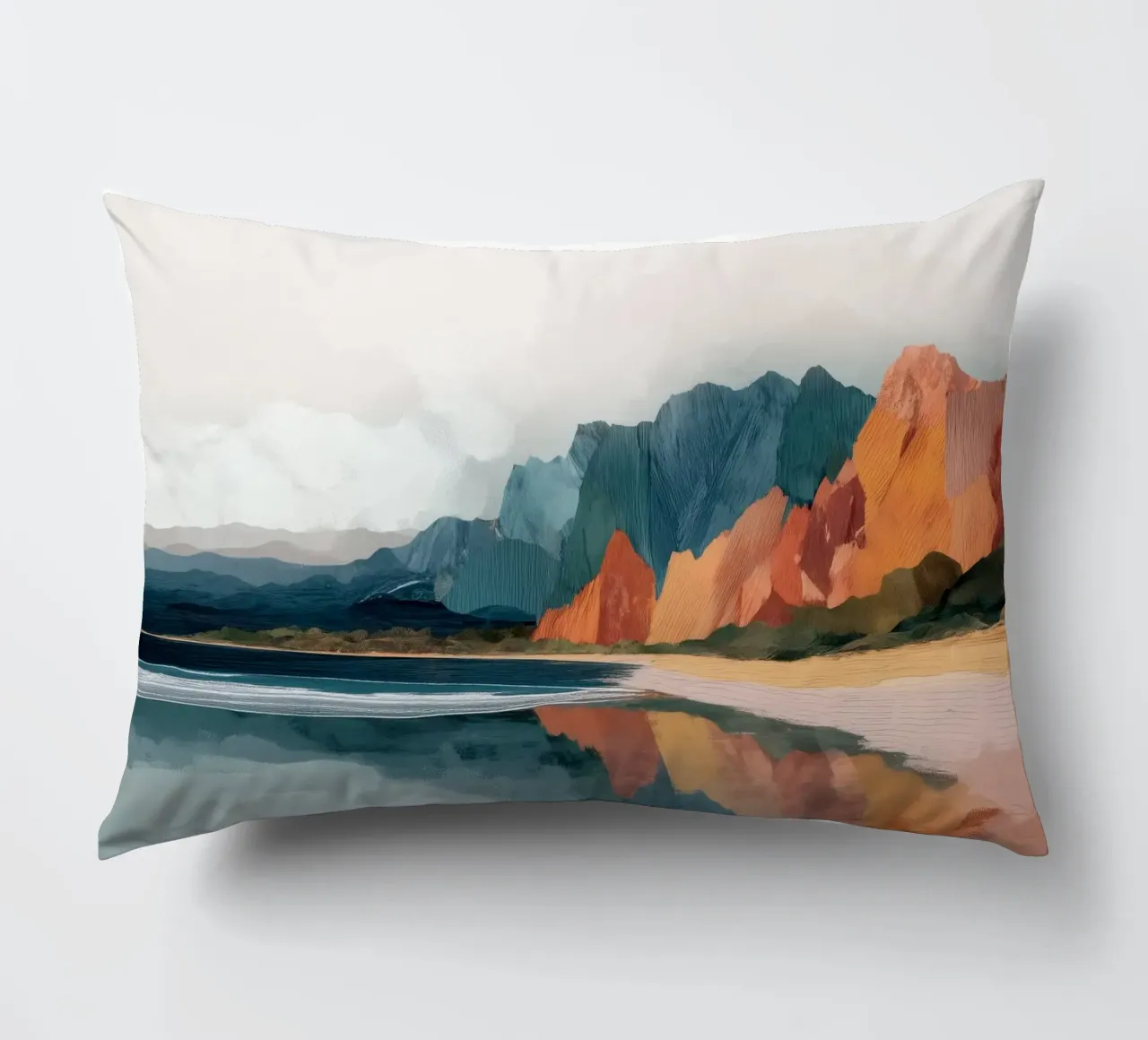 Mirrored Cliffs - A Coastal Symphony in Color cuscino da Dune
