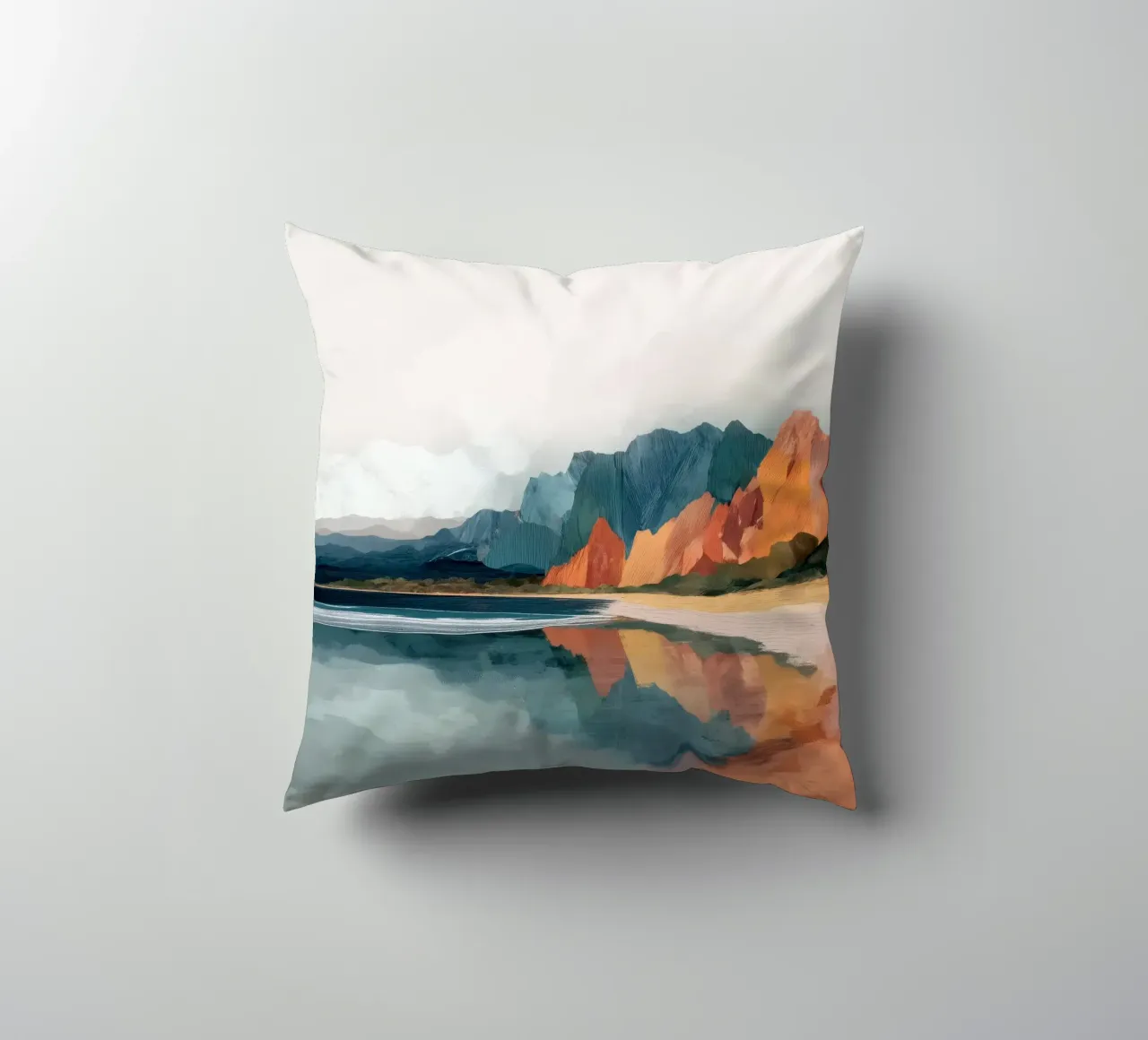 Mirrored Cliffs - A Coastal Symphony in Color cuscino da Dune