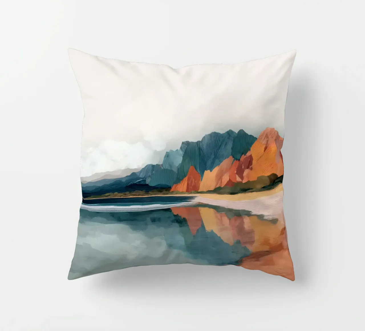 Mirrored Cliffs - A Coastal Symphony in Color cuscino da Dune