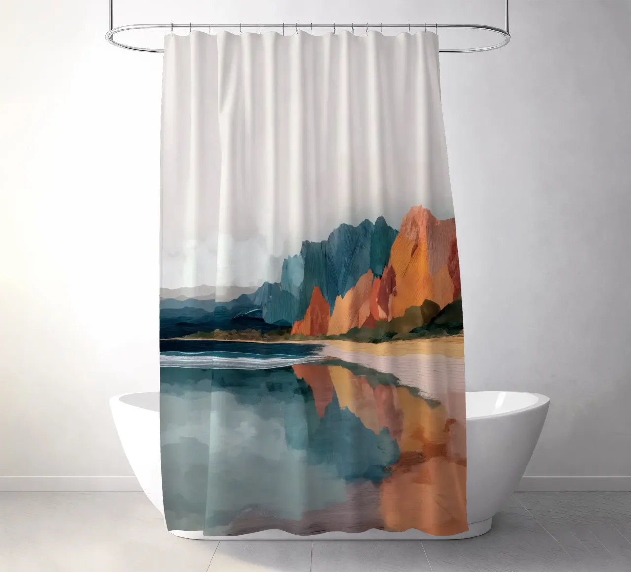 Mirrored Cliffs - A Coastal Symphony in Color tenda da doccia da Dune