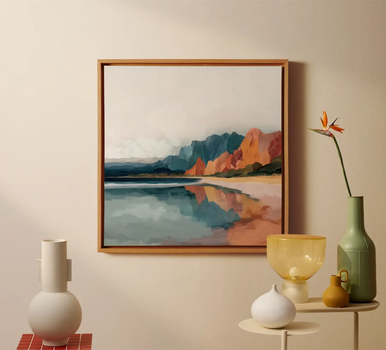 Mirrored Cliffs - A Coastal Symphony in Color tela da Dune