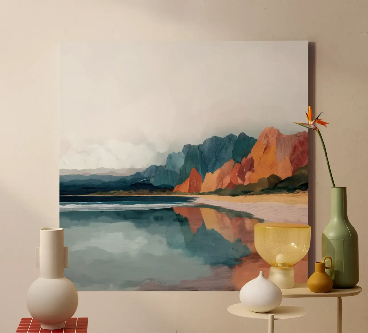 Mirrored Cliffs - A Coastal Symphony in Color canvas by Dune