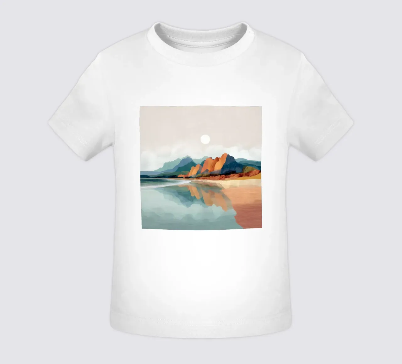 Reflections of Painted Peaks - A Serene Coastal Escape maglietta neonato da Dune