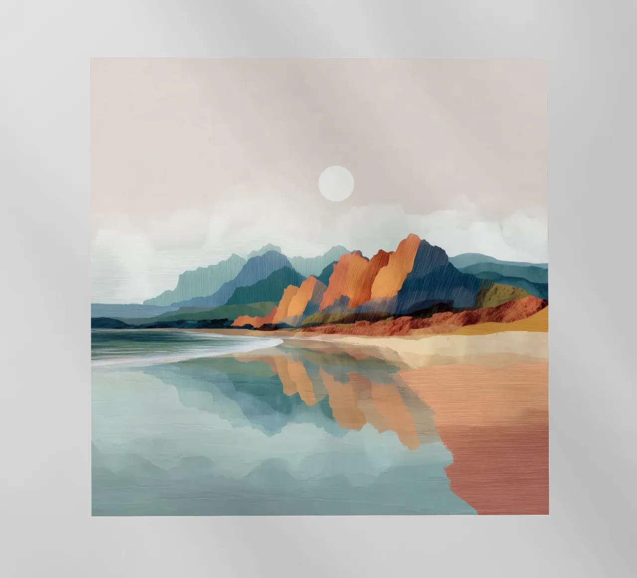Reflections of Painted Peaks - A Serene Coastal Escape pellicola backlit da Dune