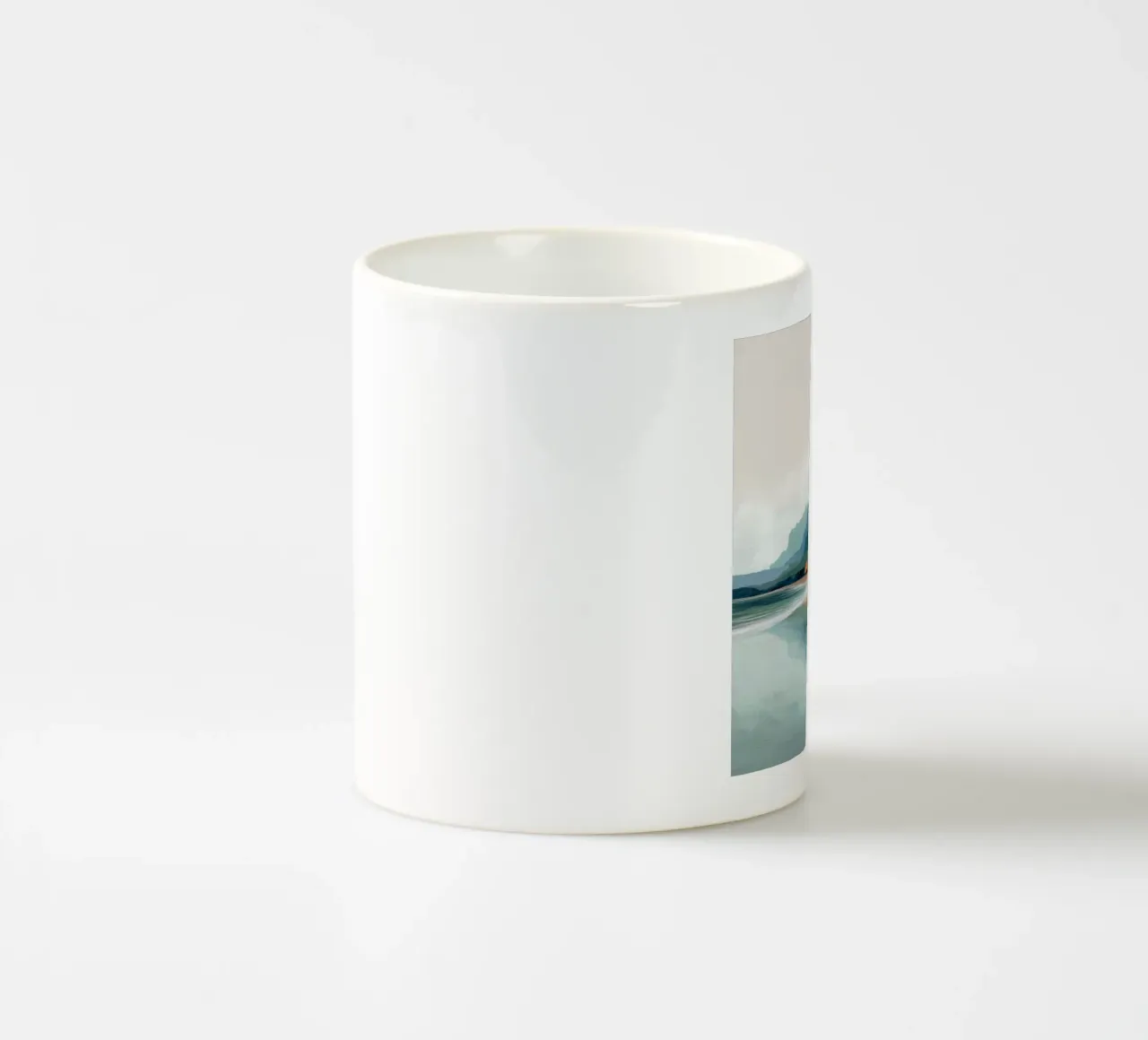 Reflections of Painted Peaks - A Serene Coastal Escape tazza in ceramica da Dune