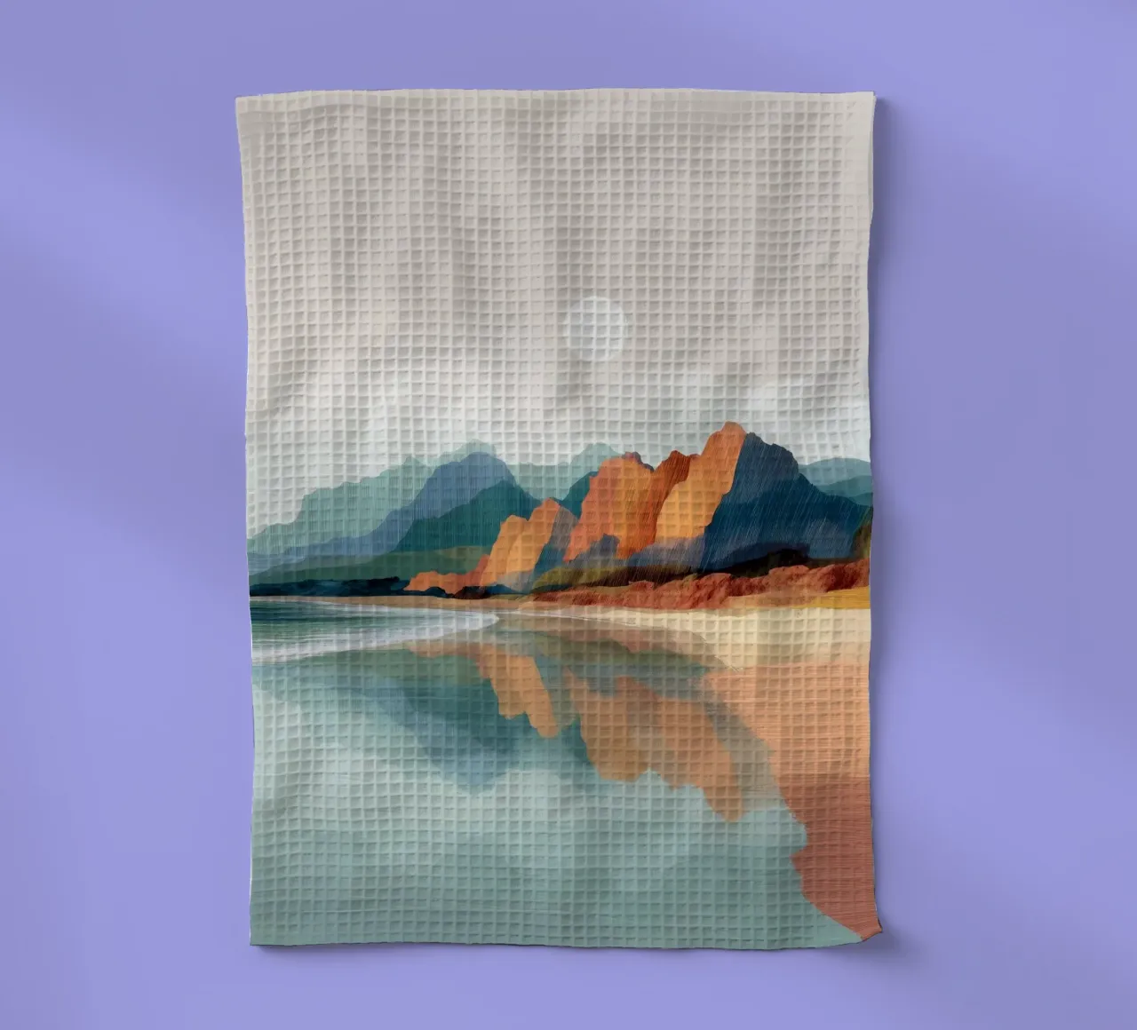 Reflections of Painted Peaks - A Serene Coastal Escape torchon de Dune