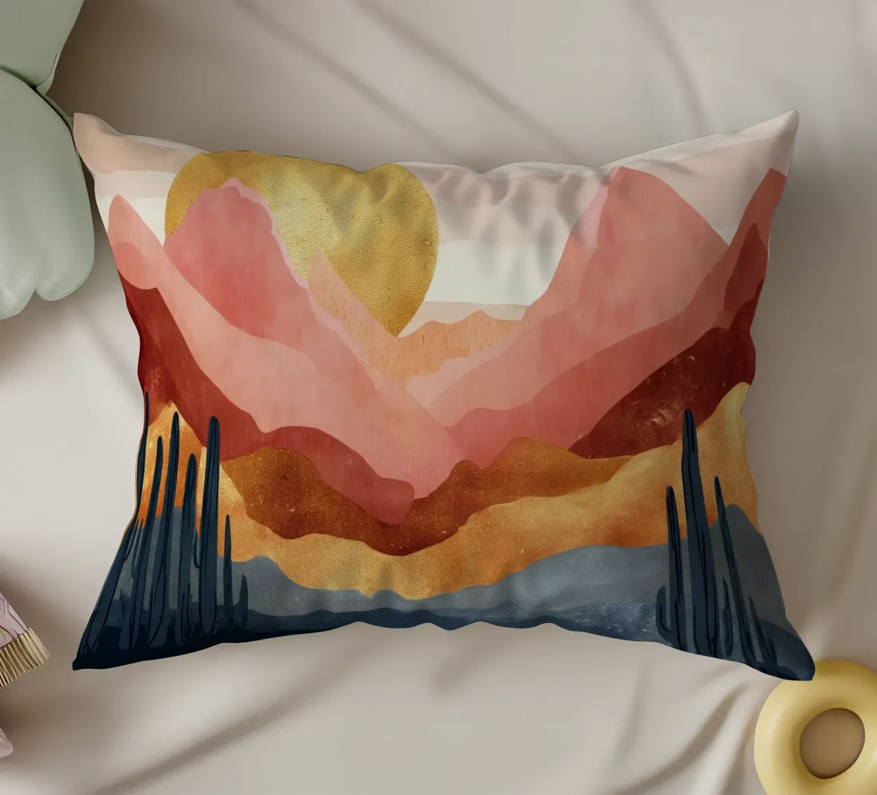 Blush Horizon - A Desert Dream in Warm Tones cuscino da Dune