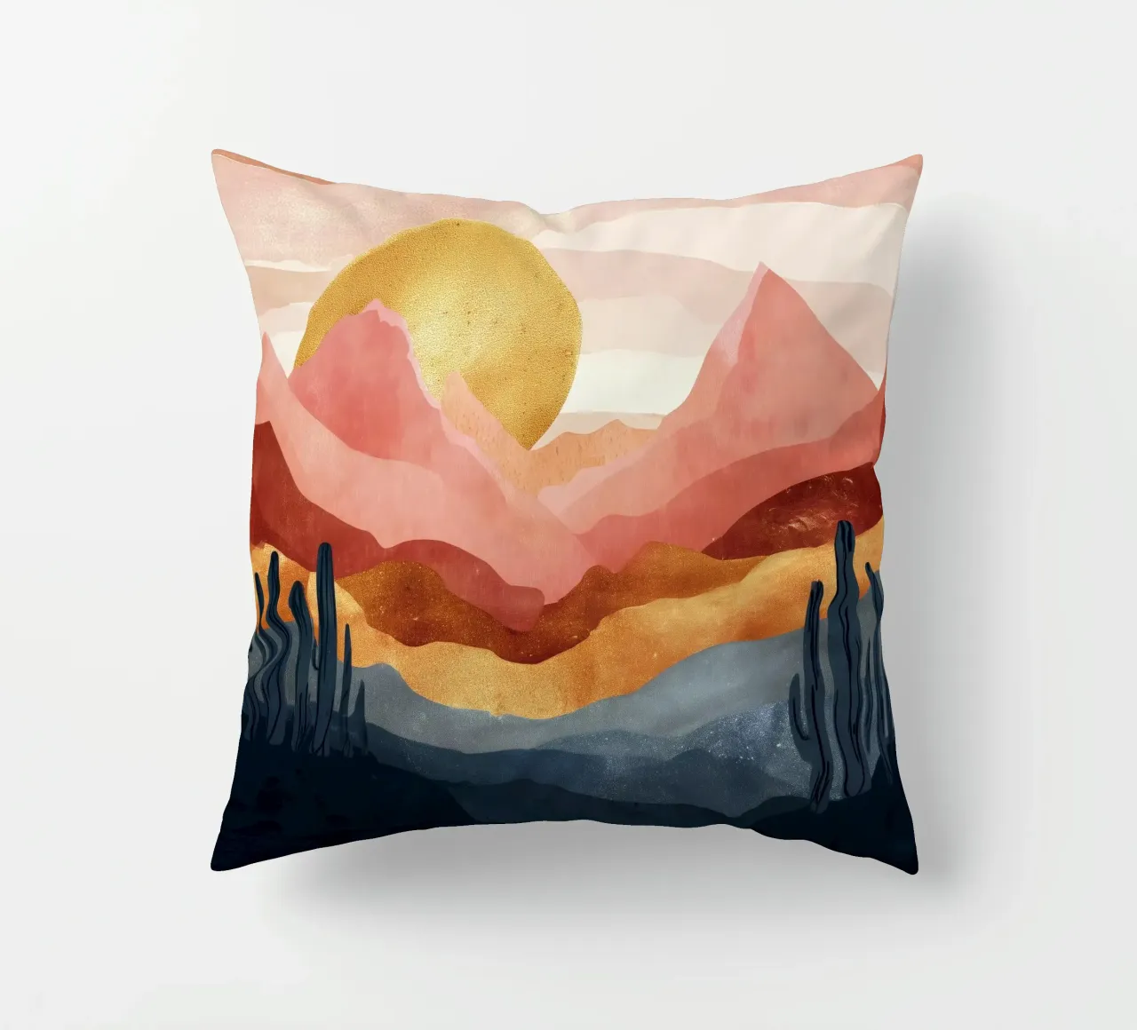 Blush Horizon - A Desert Dream in Warm Tones cuscino da Dune