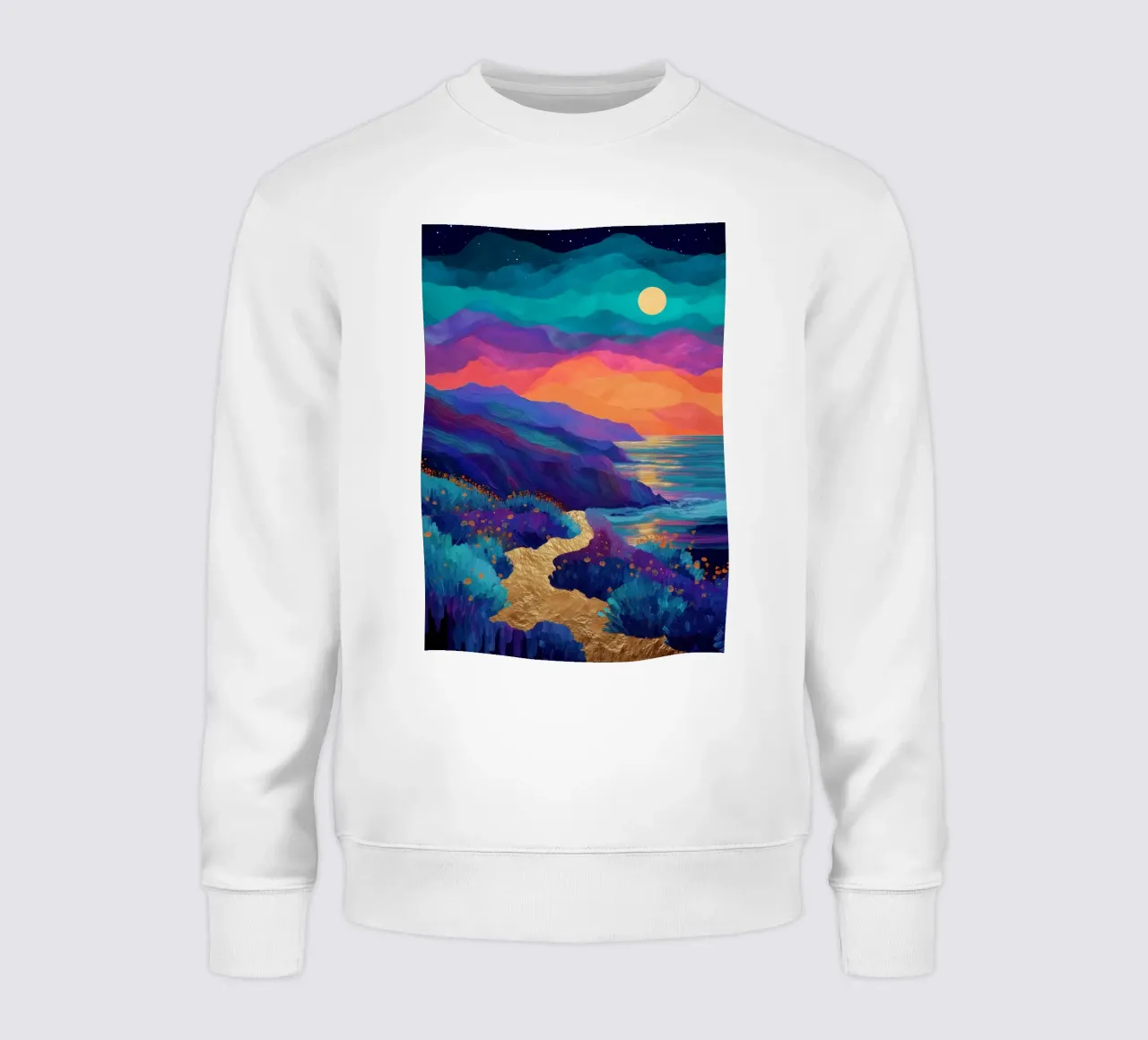Lunar Bloom - A Dreamscape of Light and Color sweatshirt by Dune