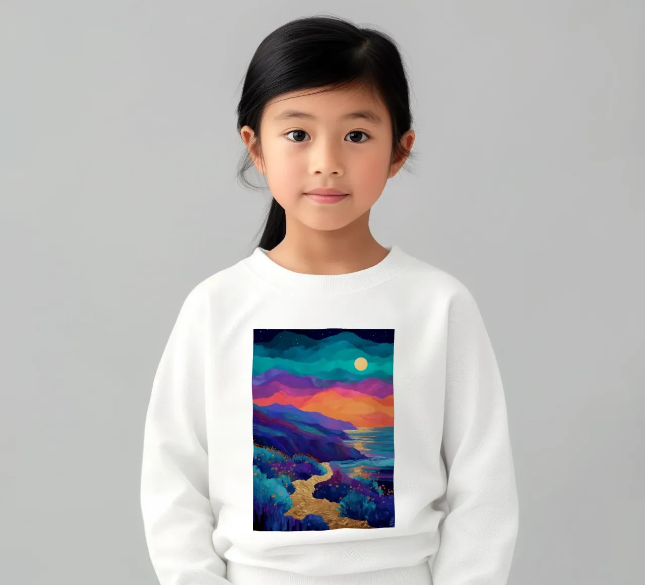Lunar Bloom - A Dreamscape of Light and Color felpa bambino da Dune