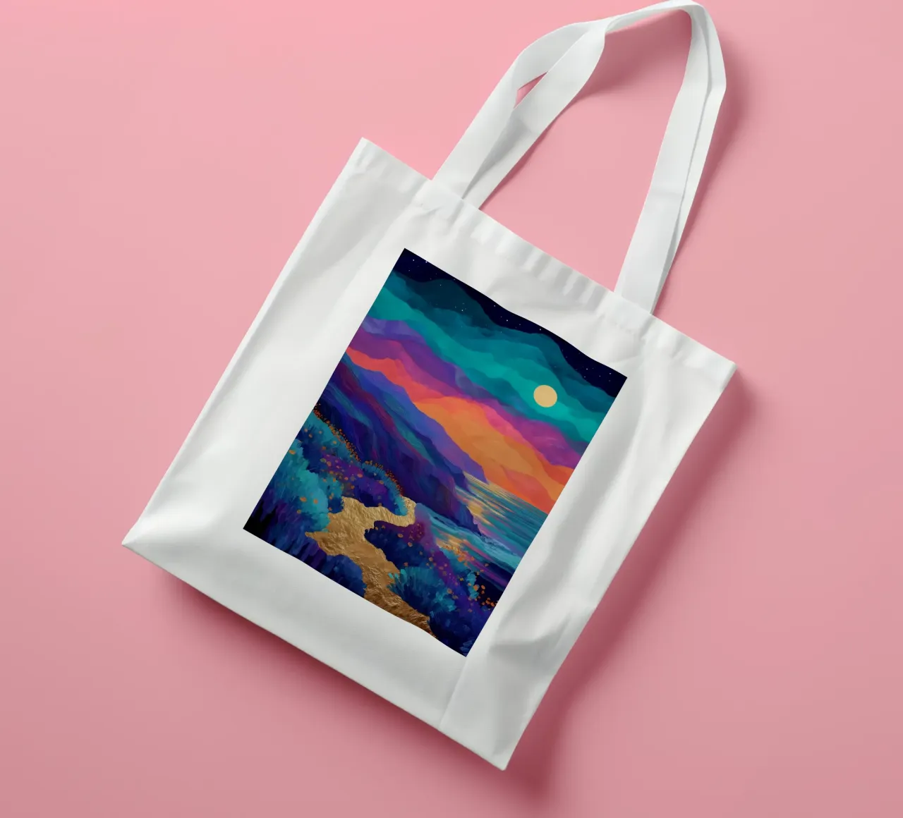 Lunar Bloom - A Dreamscape of Light and Color borsa in juta da Dune