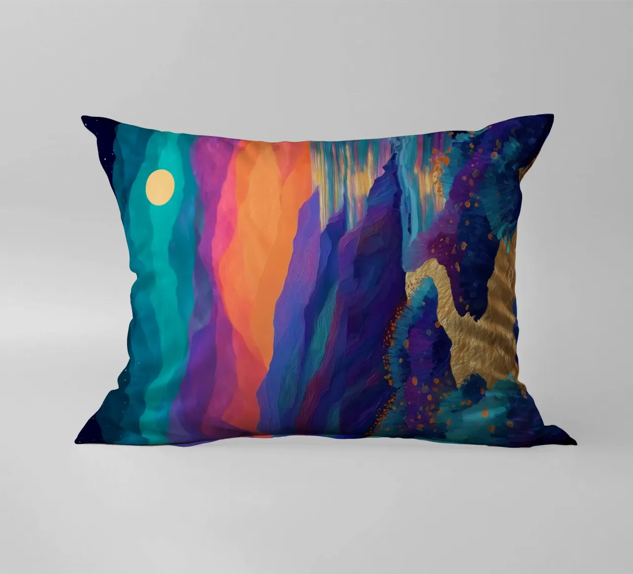 Lunar Bloom - A Dreamscape of Light and Color cuscino da Dune