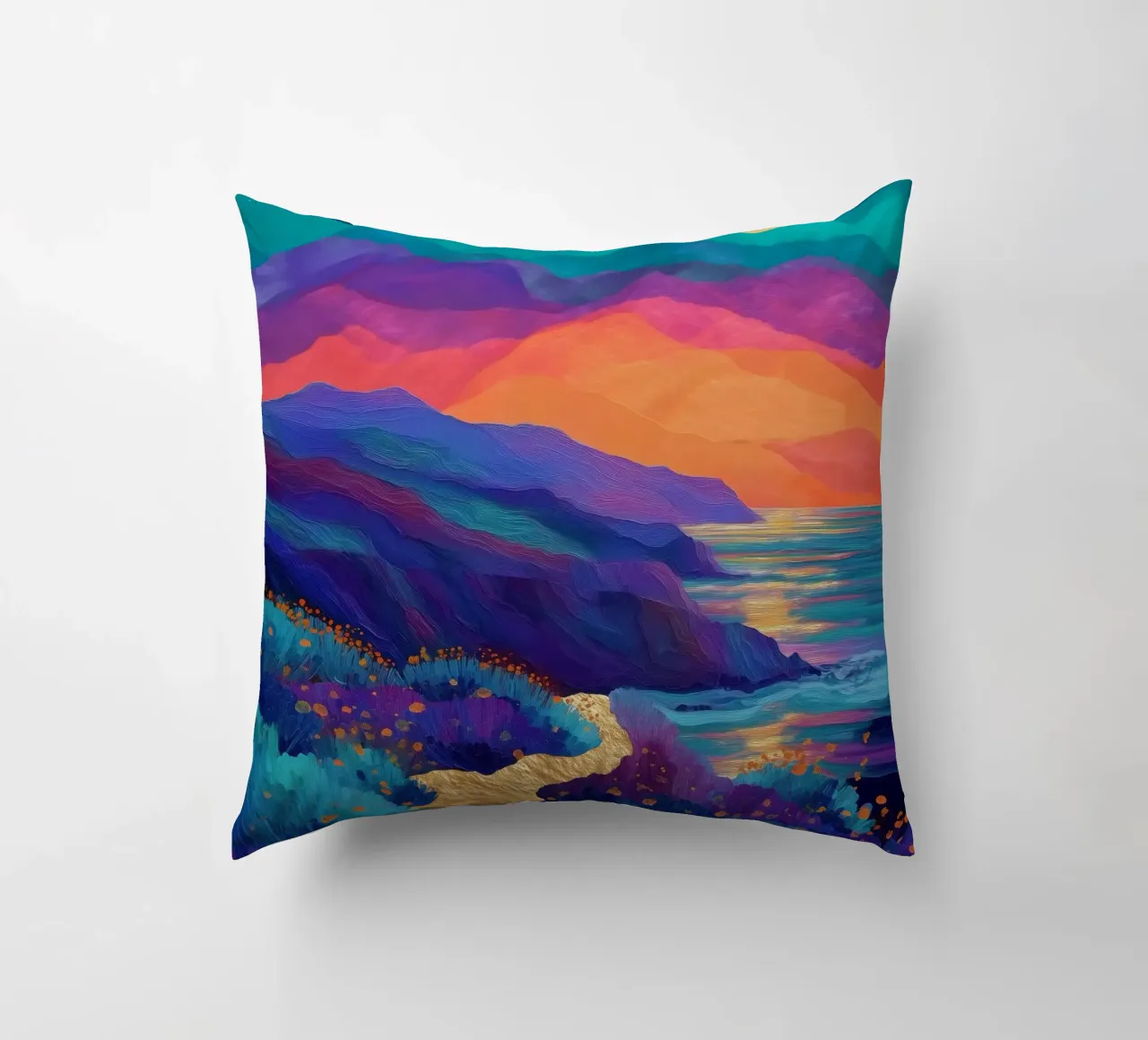 Lunar Bloom - A Dreamscape of Light and Color cuscino da Dune