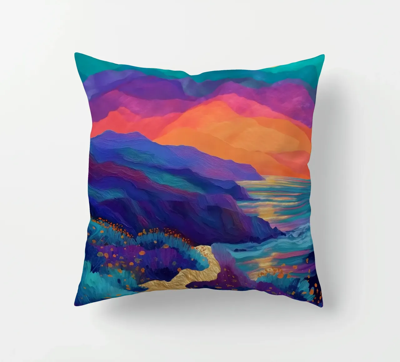 Lunar Bloom - A Dreamscape of Light and Color cuscino da Dune
