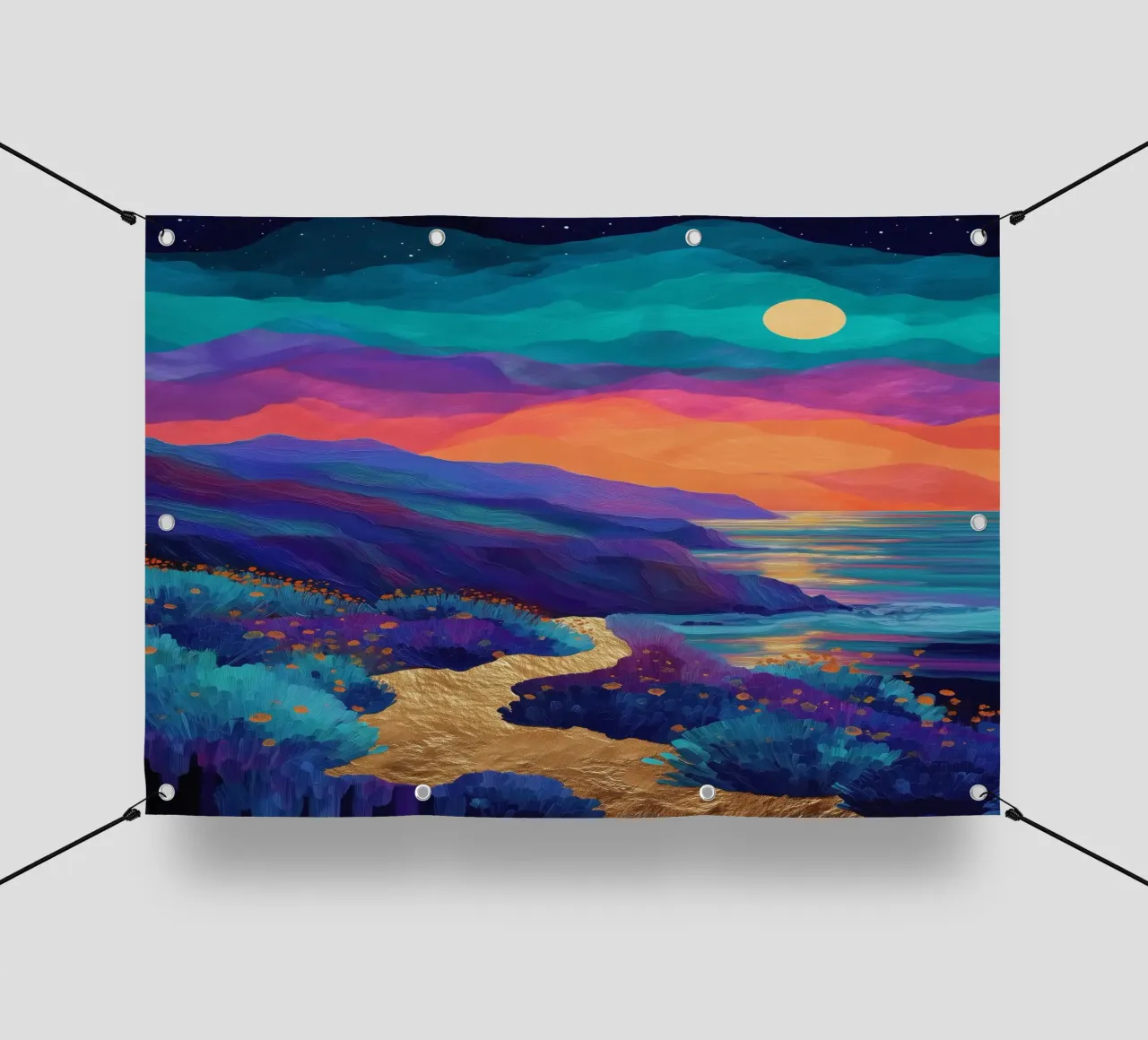 Lunar Bloom - A Dreamscape of Light and Color telo in pvc da Dune