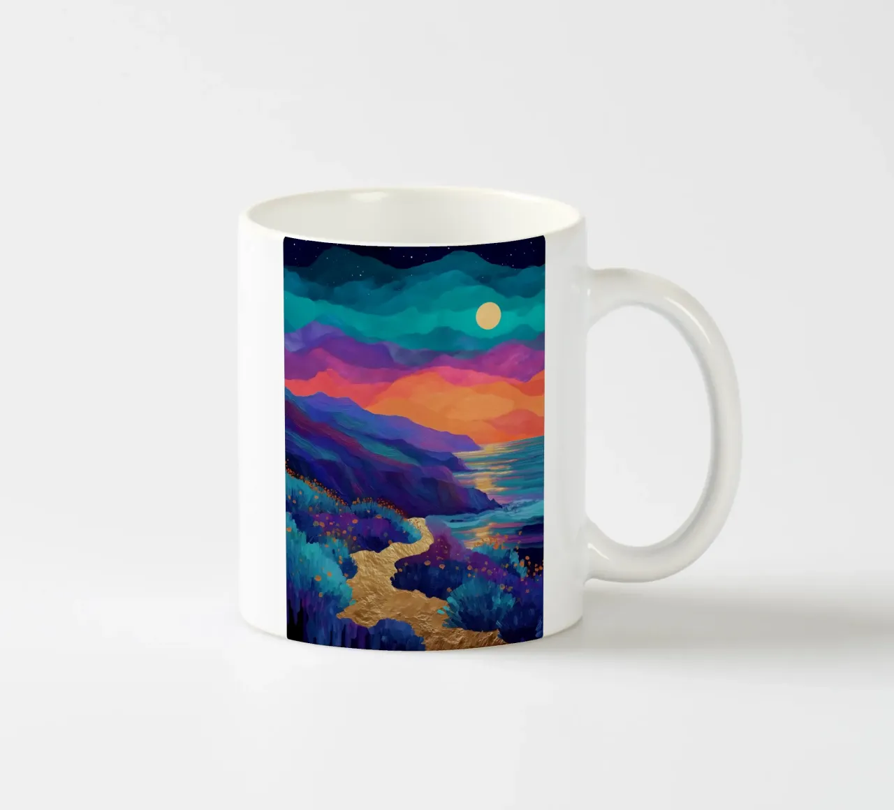 Lunar Bloom - A Dreamscape of Light and Color tazza in ceramica da Dune