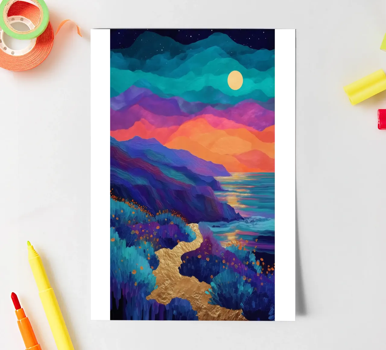 Lunar Bloom - A Dreamscape of Light and Color foglio adesivo da Dune