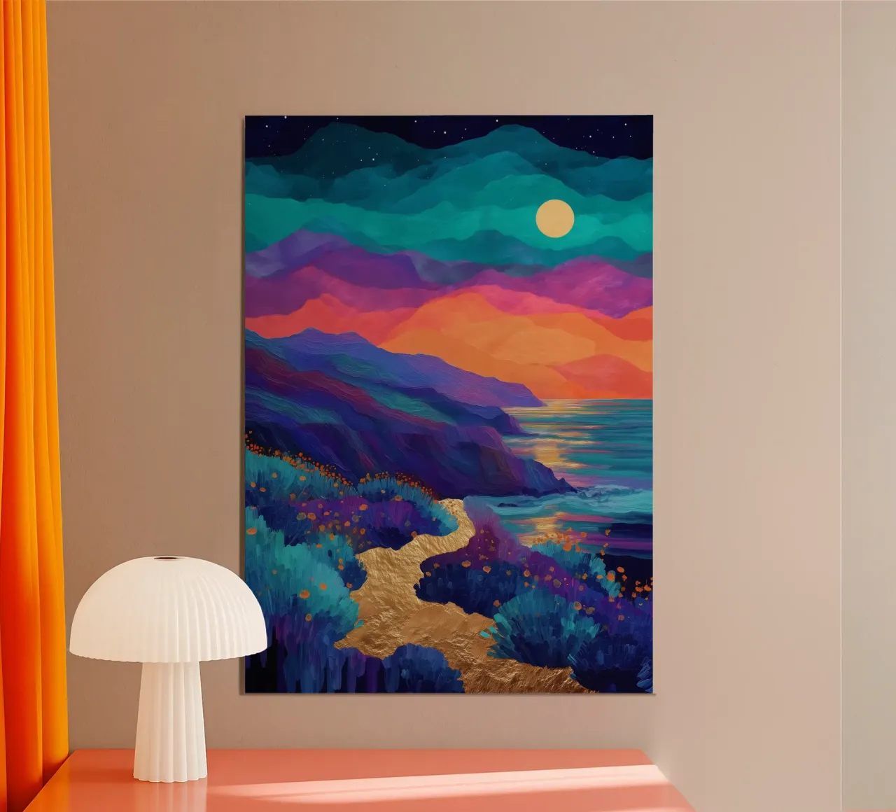 Lunar Bloom - A Dreamscape of Light and Color pannello forex da Dune
