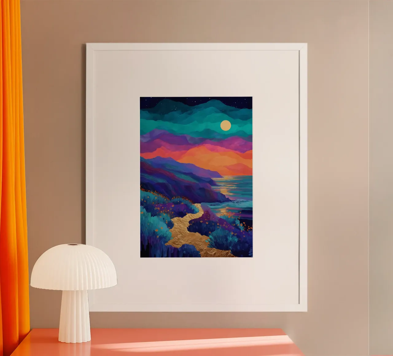 Lunar Bloom - A Dreamscape of Light and Color carta hahnemühle da Dune