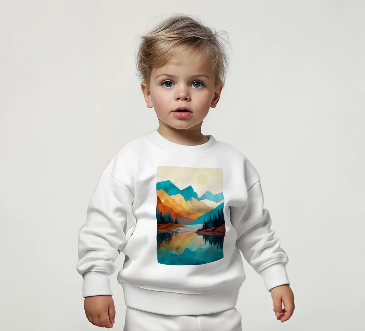 Golden Peaks and Sapphire Waters - A Mountain Reflection felpa neonato da Dune